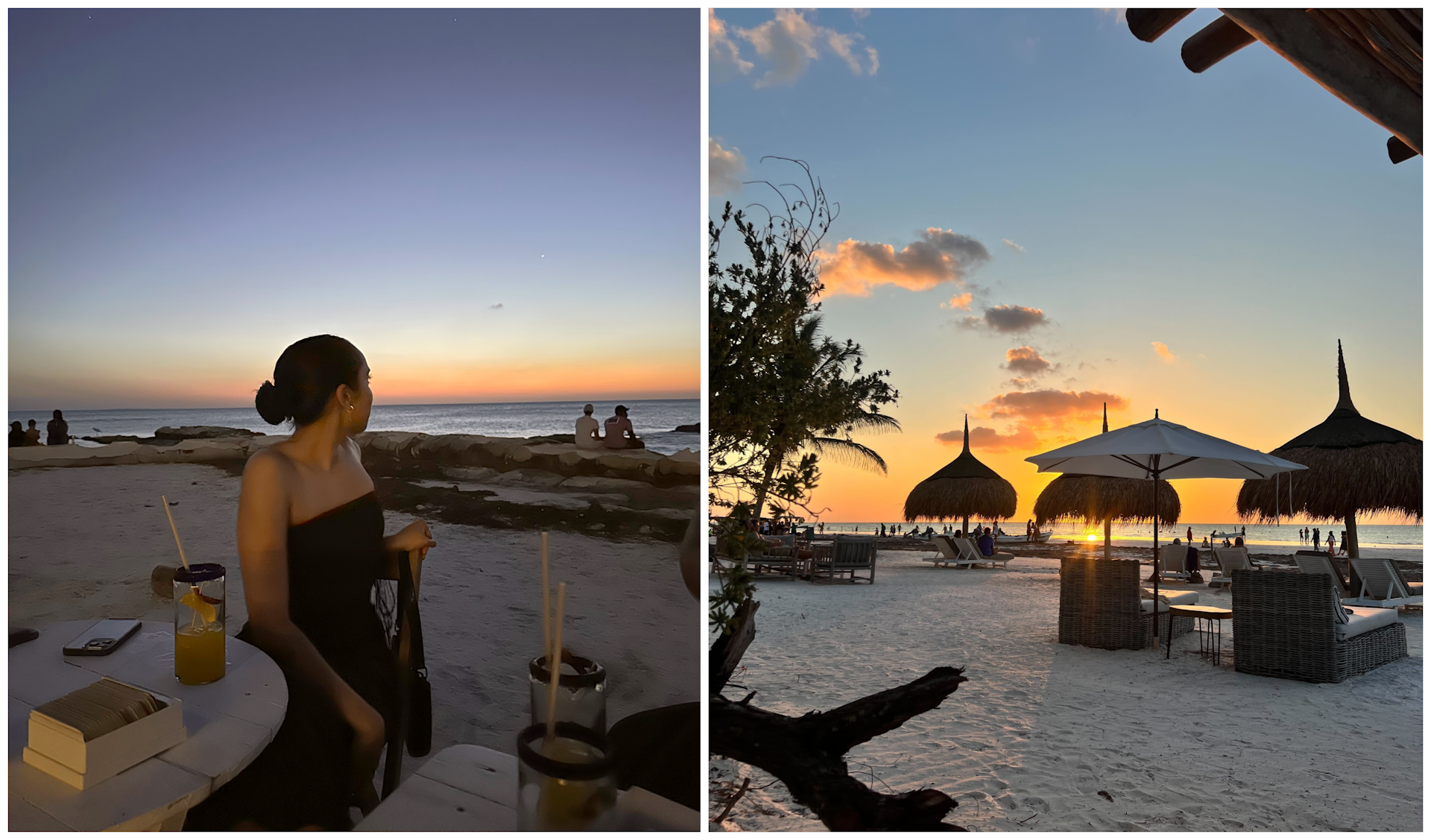 Serina watching the sunset on Isla Holbox from a beach club