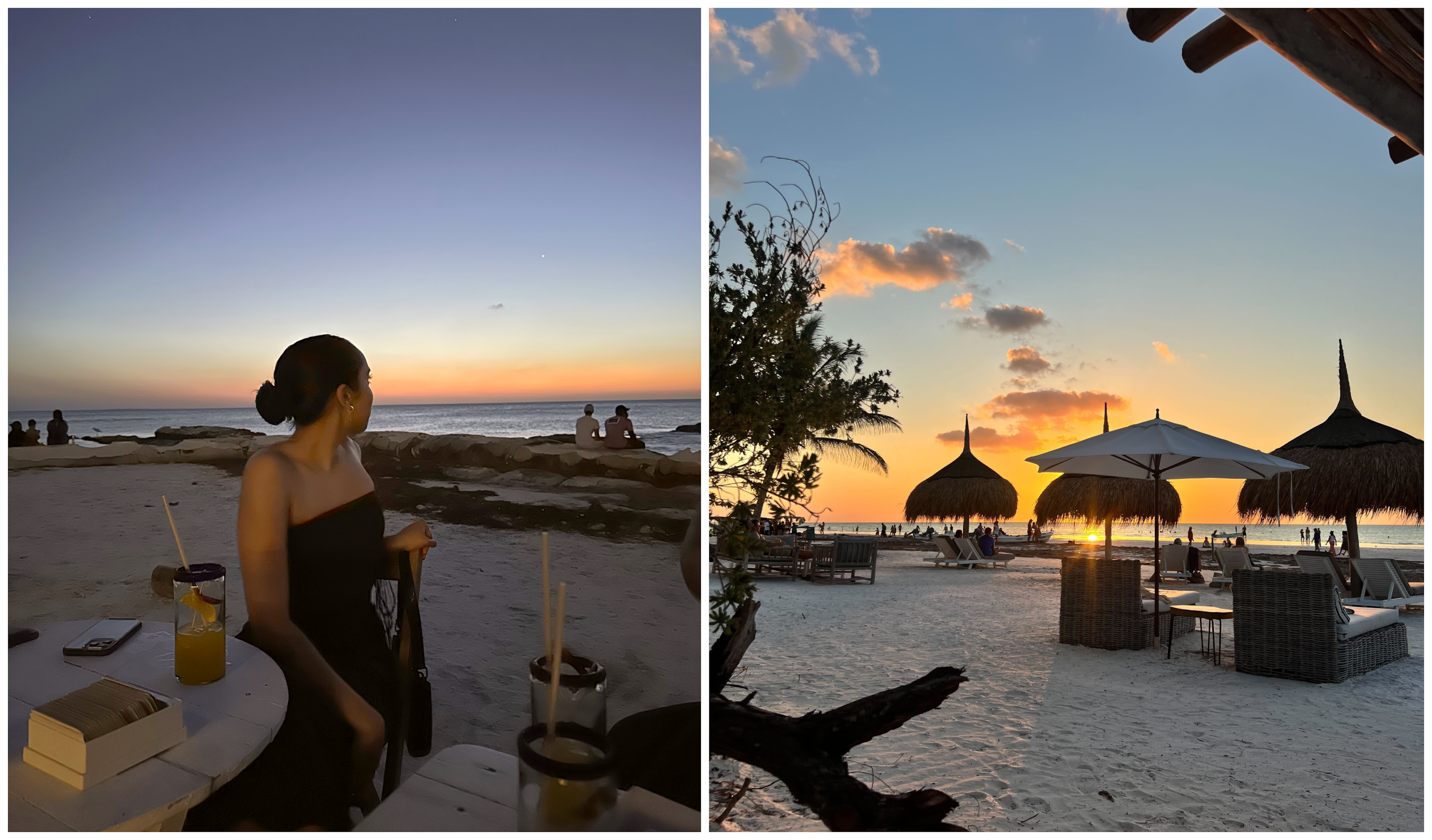 Serina watching the sunset on Isla Holbox from a beach club