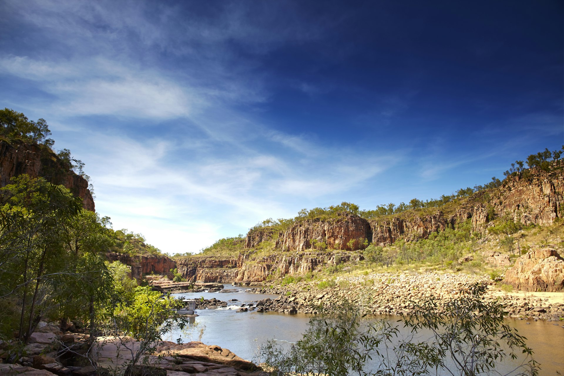 Katherine Gorge in the Nitmiluk National Park with clear blue sky above