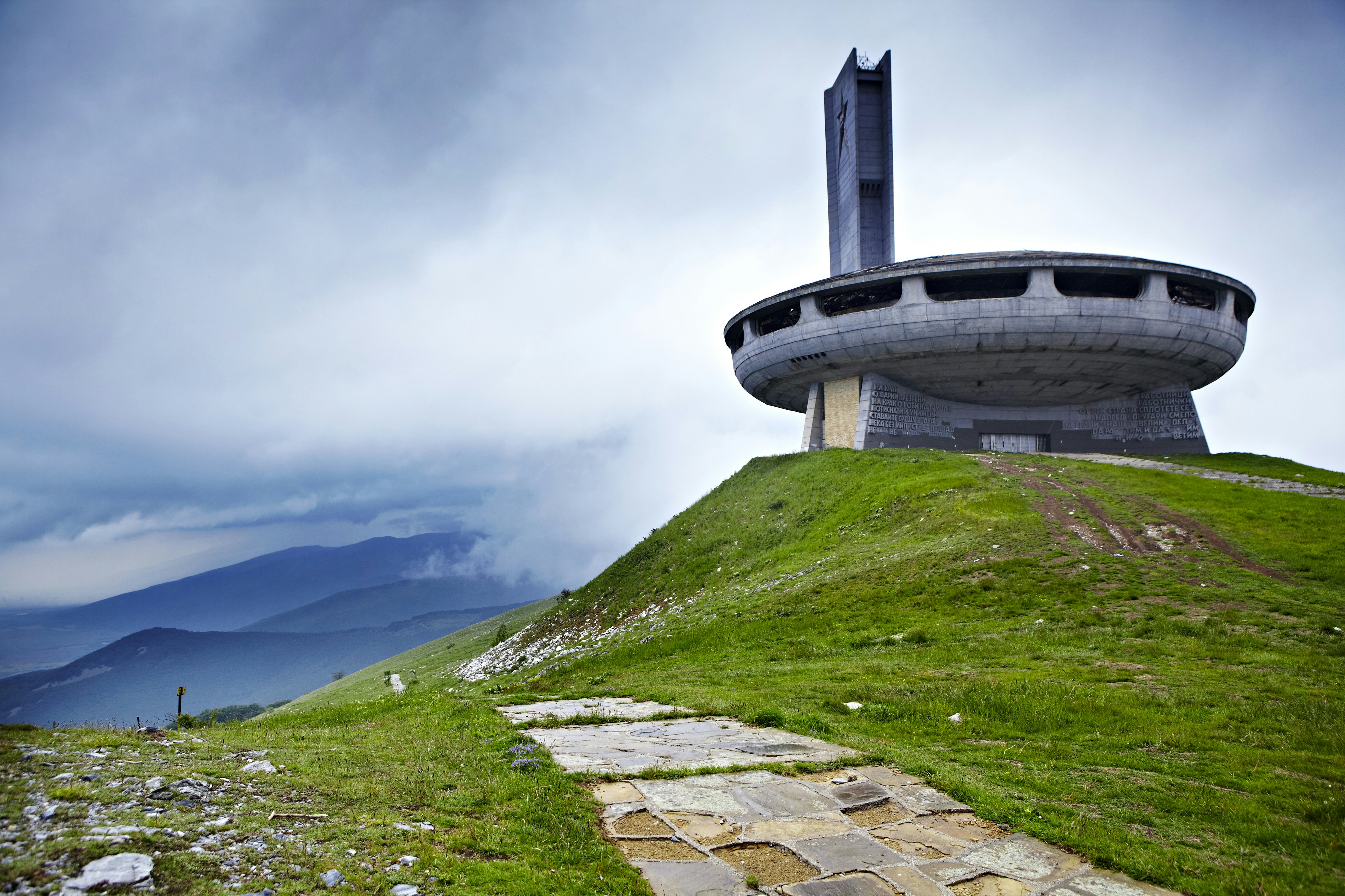 Situated on hill above Balkan Peninsula sits now derelict Buzludzha Monument.