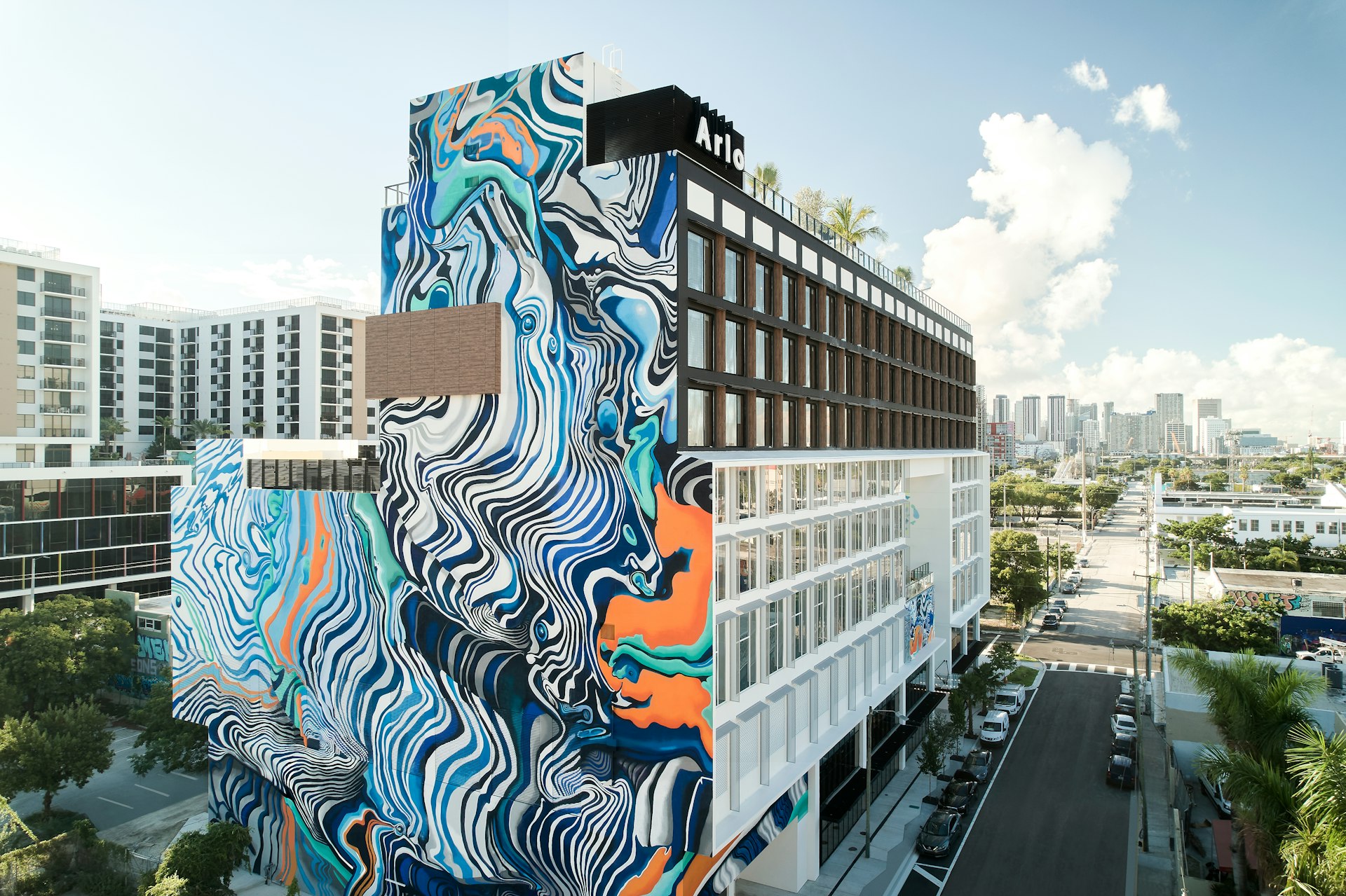 Wall mural on the Arlo Hotel in Wynwood, Miami