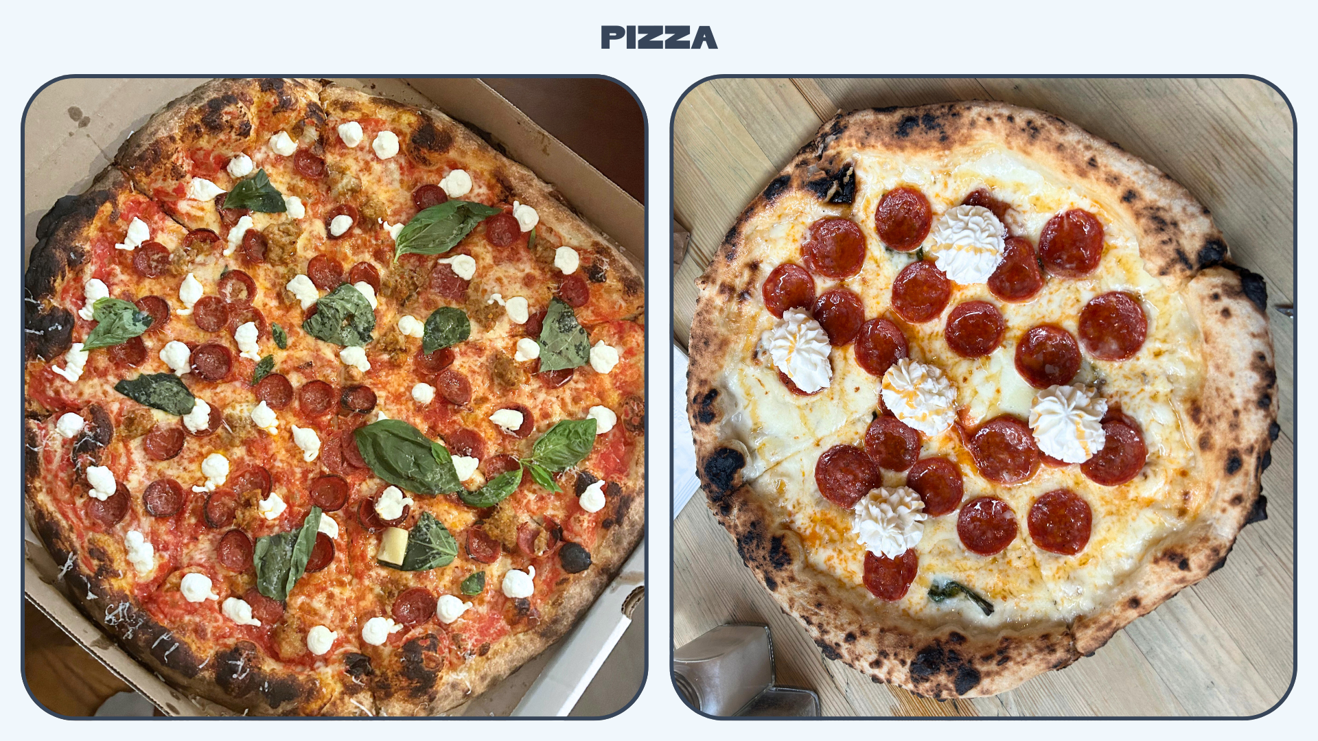 Pizza from L'Industrie (left) and San Matteo (right)