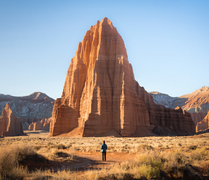 Temple of the Sun in Capitol Reef National Park; Shutterstock ID 1712164543; your: Brian Healy; gl: 65050; netsuite: Lonely Planet Online Editorial; full: Best road trips in Utah
1712164543
america, capitol, capitol reef, capitol reef national park, cathedral, cathedral valley, colorful, desert, erosion, fault, formations, geology, grand, hiking, landforms, landscape, monolith, monument, moon, morning, national, national park, nature, outdoors, panorama, park, pristine, red, reef, rock, rock formation, sand, sandstone, scenic, sky, southwest, strata, sun, sunrise, surreal, temple, temple of the moon, temple of the sun, tourism, travel, usa, utah, valley, west, wilderness