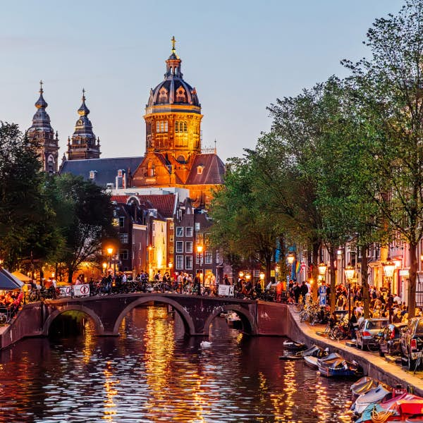 Amsterdam canals at dusk