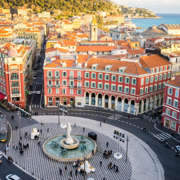 View of a town square in Cote d'Azur.