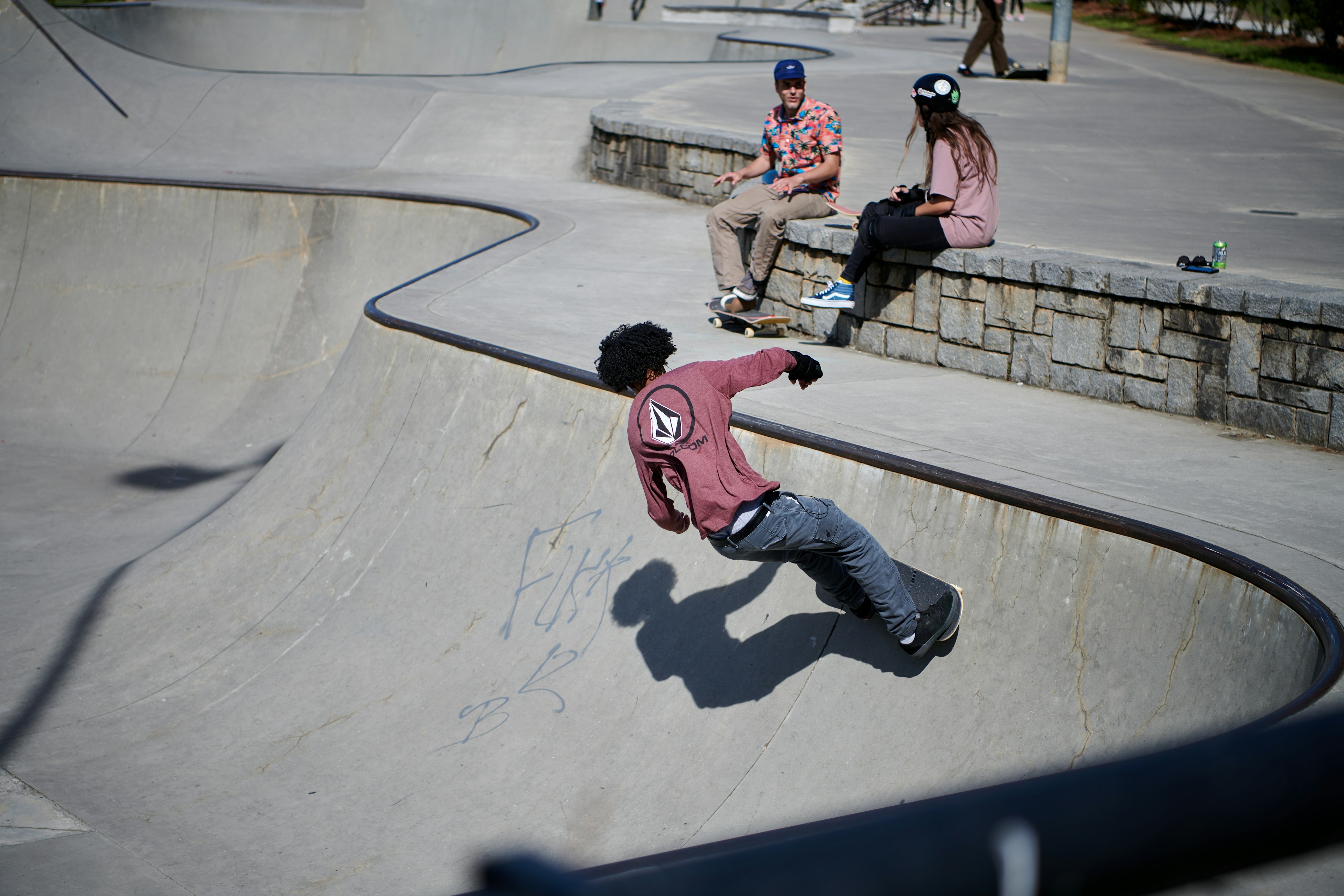 People skating at the Old Fourth Ward Skate Park in Atlanta, Georgia