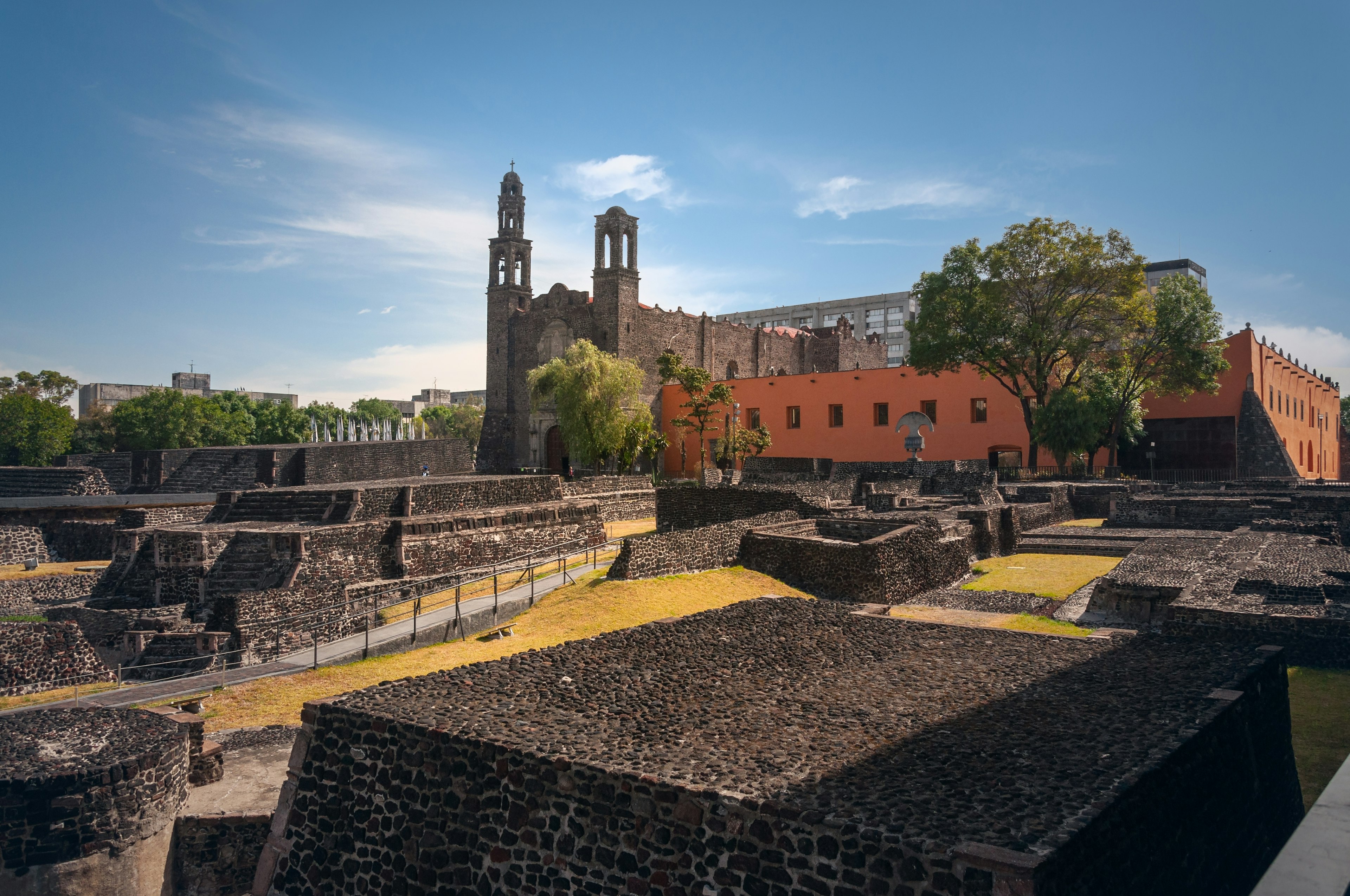 This public square featuring the remains of an Aztec city was the site of the 1968 Tlatelolco Massacre, Plaza de las Tres Culturas, Tlatelolco, Mexico City, Mexico