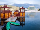 Oslo, Norway - Sep, 2022: The floating Oslo fjord sauna on the fjord, between the Opera house and Sorenga wharf. Urban sauna boat on water in Oslo downtown.
2231114487