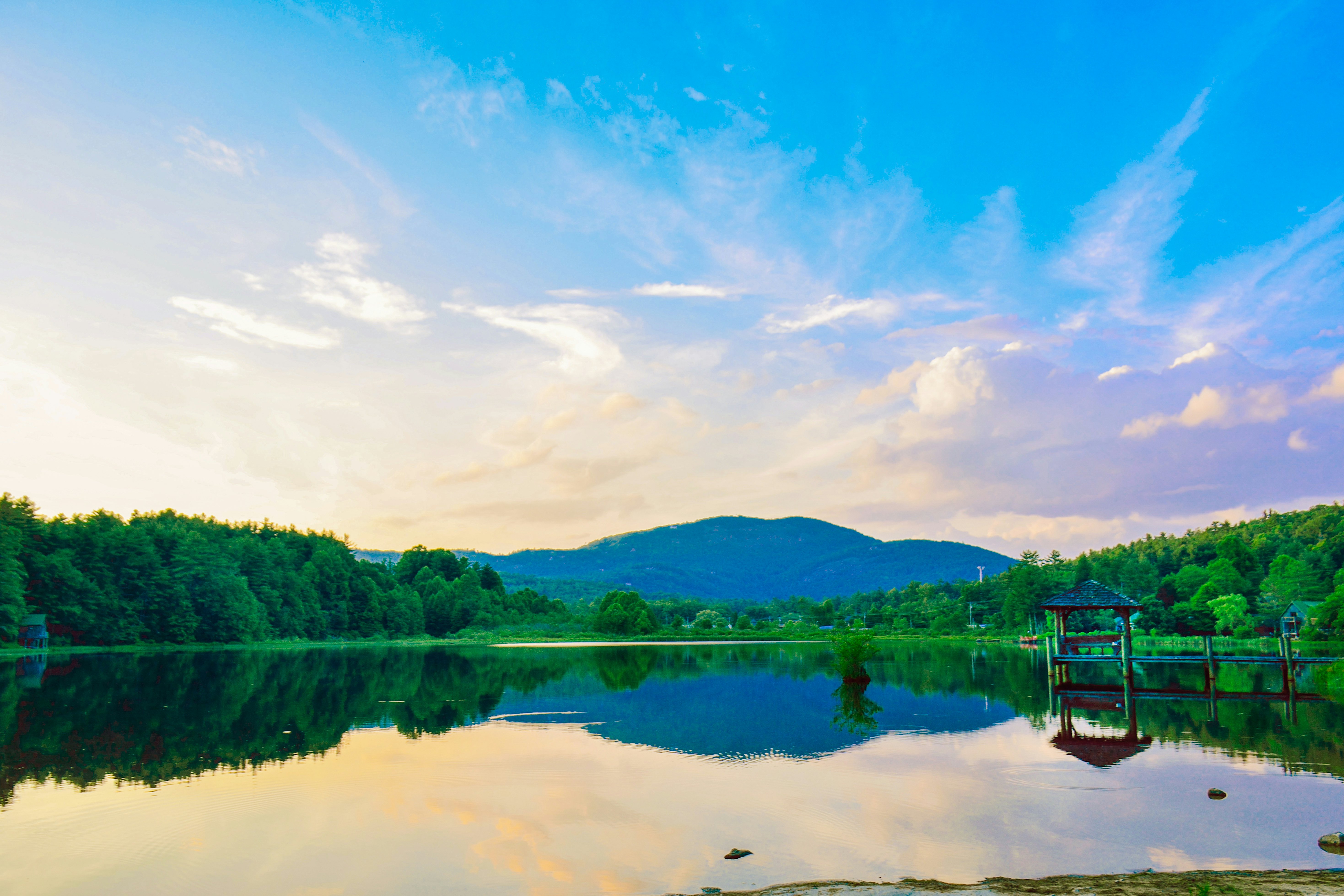 Low light of Cashiers Lake at Cashiers City, North Carolina