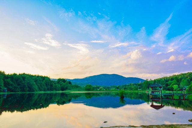 Low light of Cashiers Lake at Cashiers City, North Carolina