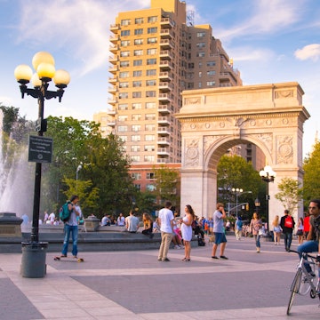 NEW YORK CITY - AUG 15: Summer evening at Washington Square Park in Manhattan on Aug 15, 2013. Washington Square Park is a 9.75 acre park located in Greenwich Village and is a popular meeting spot.
america, arch, architecture, city, cityscape, classical, crowd, downtown, fountain, greenwich, landmark, leisure, manhattan, marble, memorial, monument, new york city, nyc, park, people, stone, summer, tourism, tourist, travel, triumph, triumphal, triumphal arch, university, urban, usa, vacation, village, visitors, washington square park, west, west village