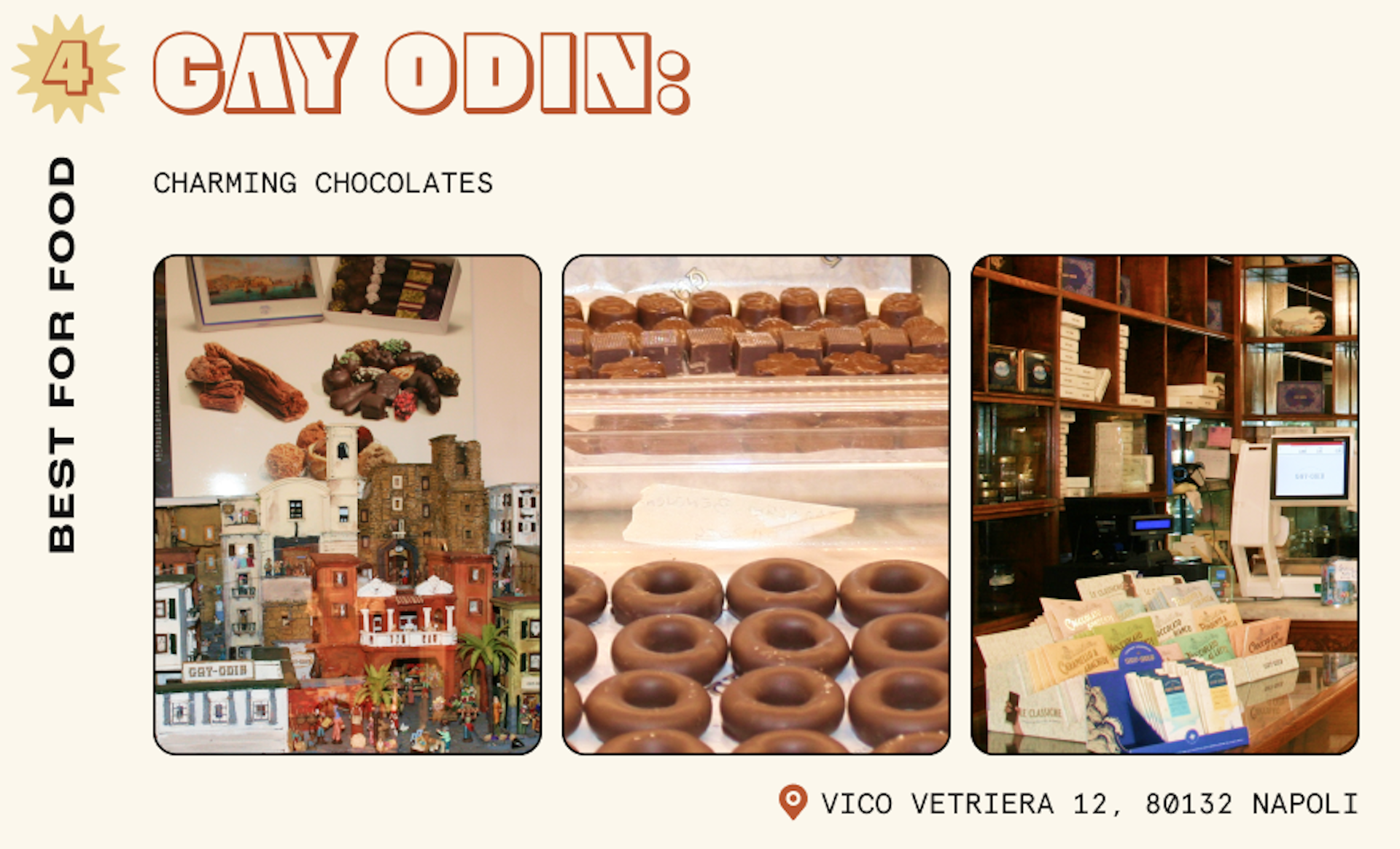 Chocolate on display in Gay Odin, Naples