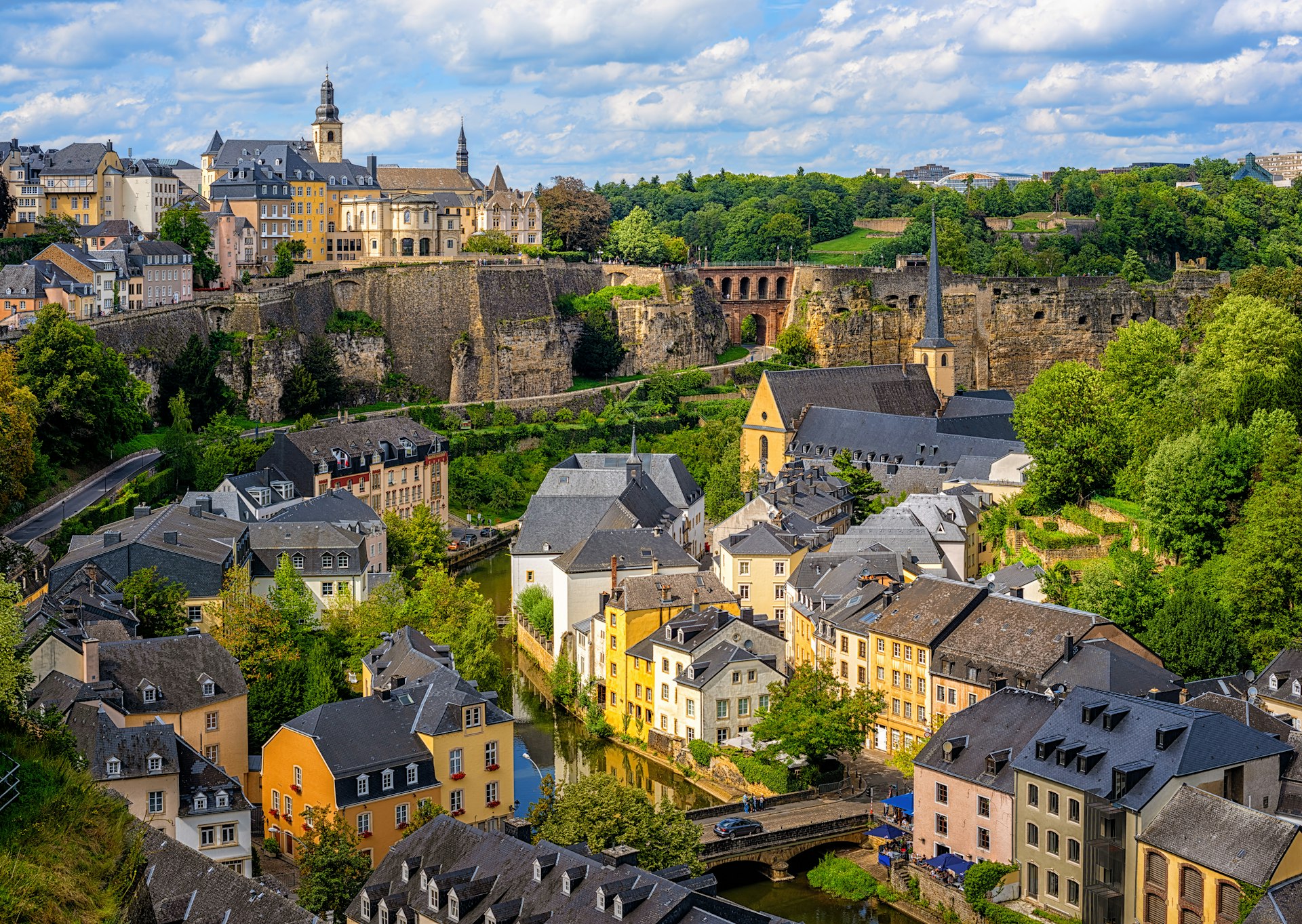 Luxembourg city, view of the Old Town and Grund