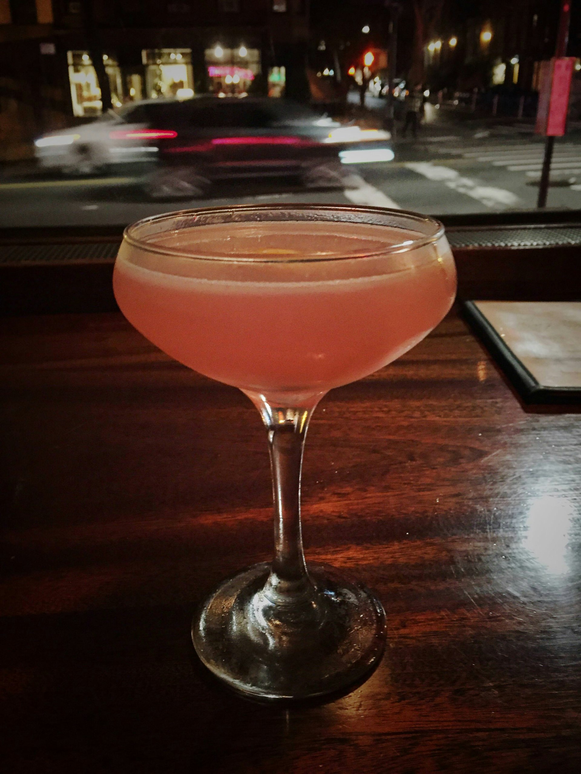Cosmopolitan cocktail at a bar in New York.