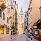 Street in Istanbul with Galata Tower in the center