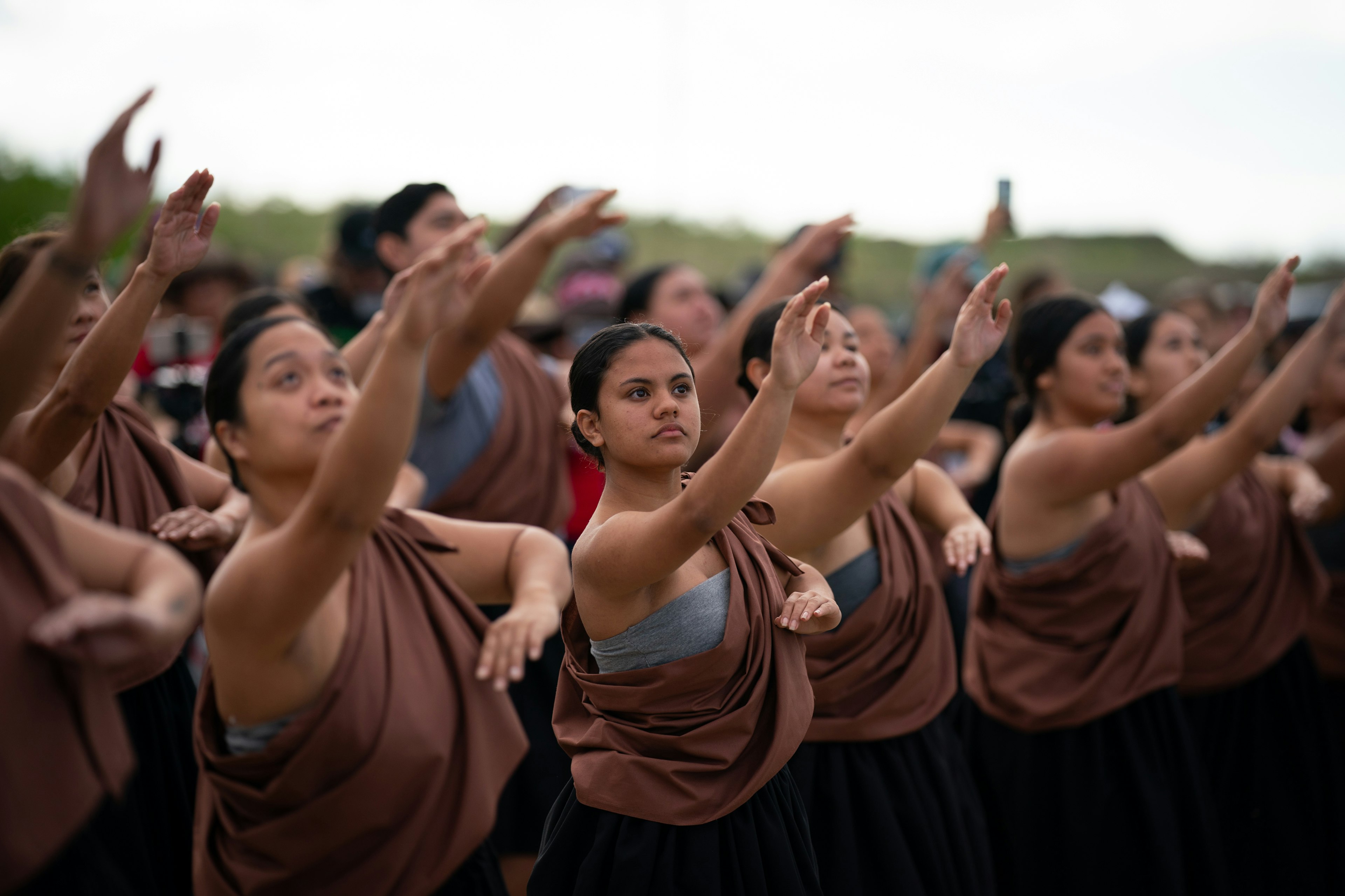 Halau Kealaokamaile, a hula group based on Maui, are dancing & chanting in an effort to bring life back to the land & people, Lahaina, Maui, Hawaii, USA