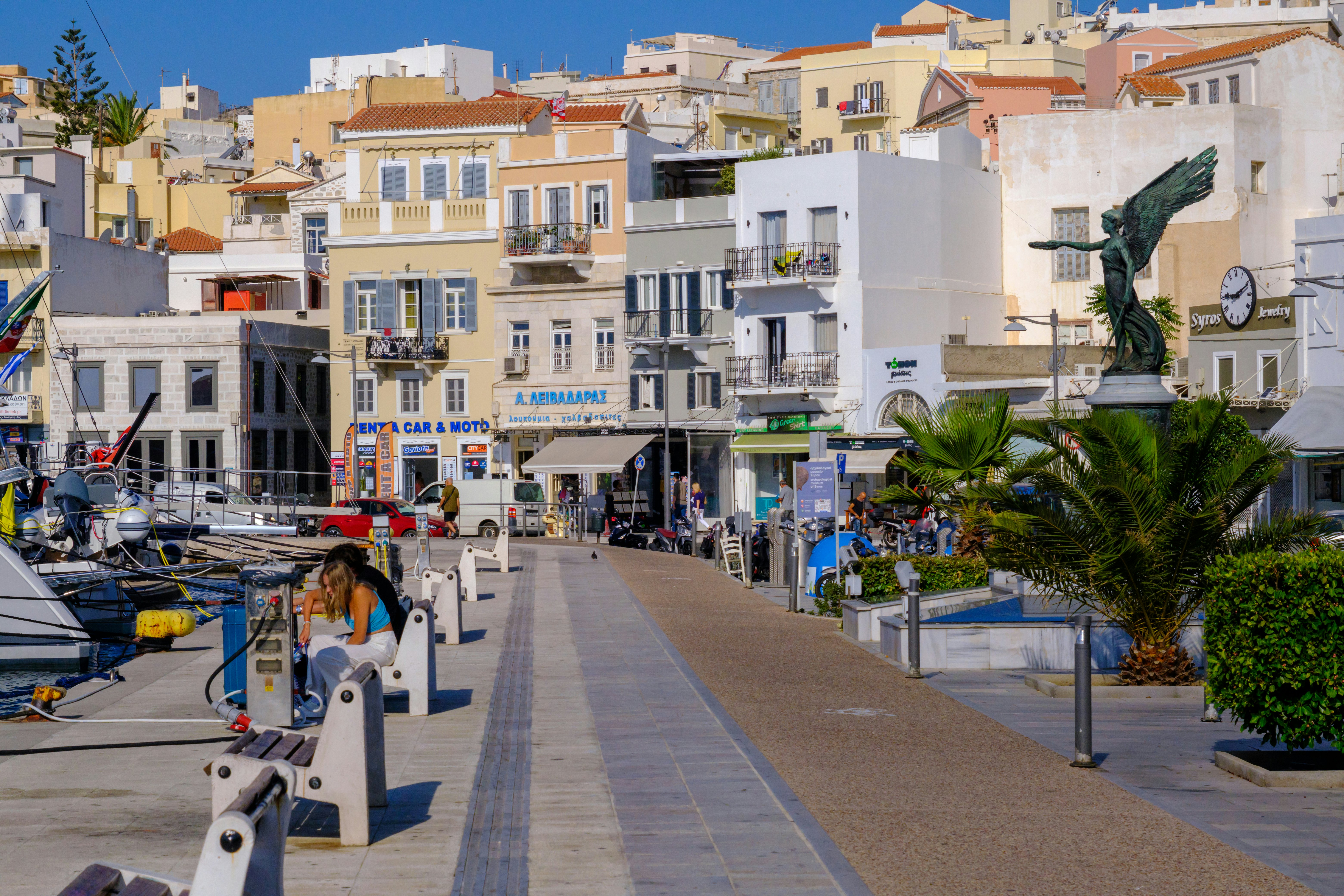 Ermoupoli waterfront with National Resistance Monument