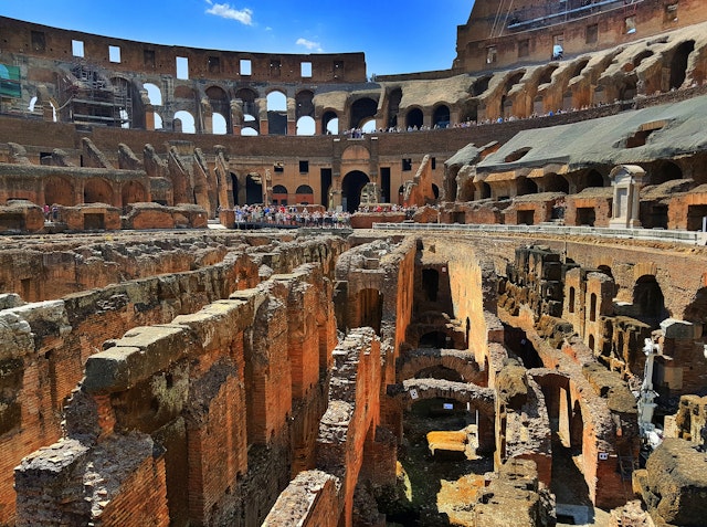 The hypogeum of the Colosseum in Rome, Italy