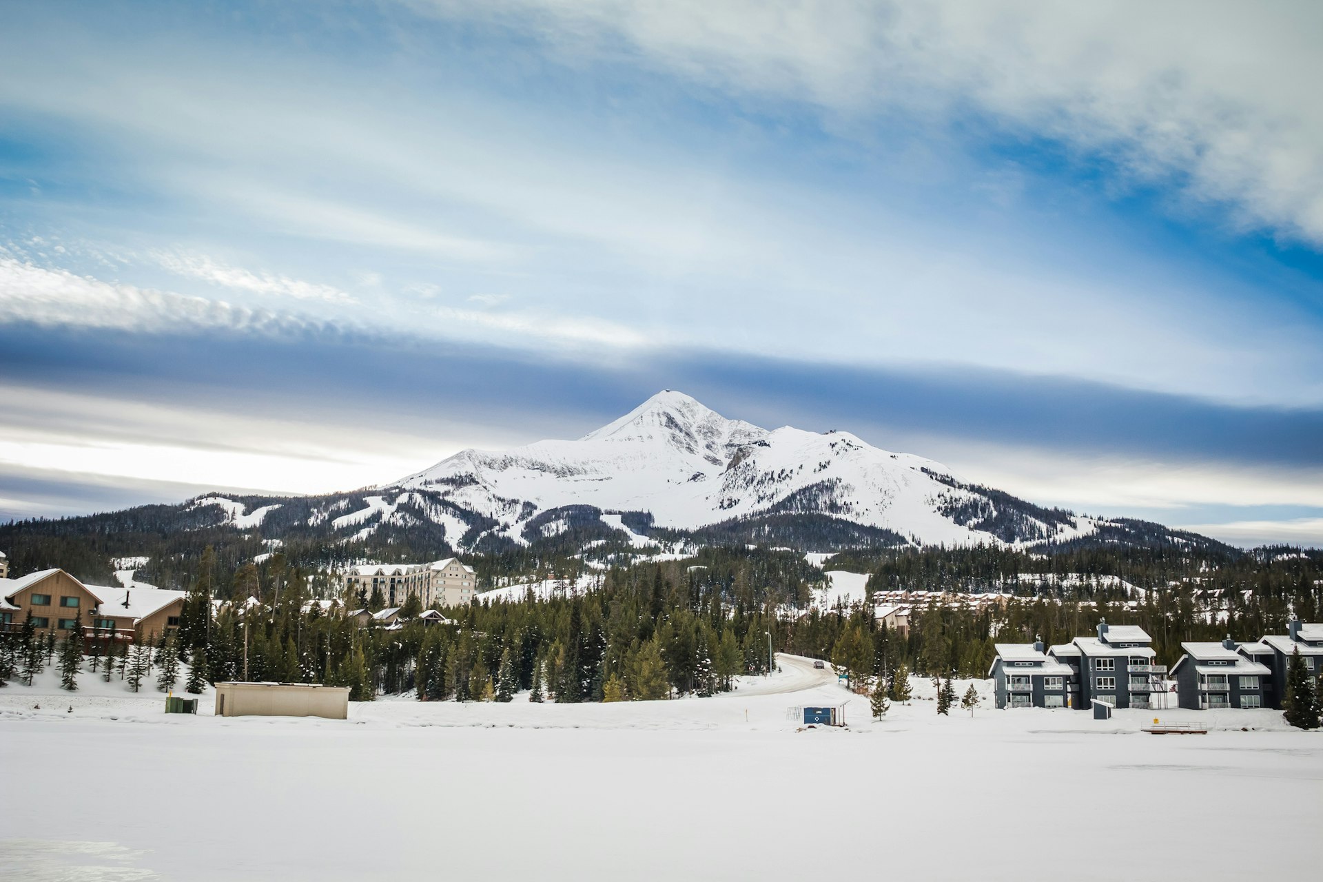 Big Sky Resort at the end of a beautiful November day