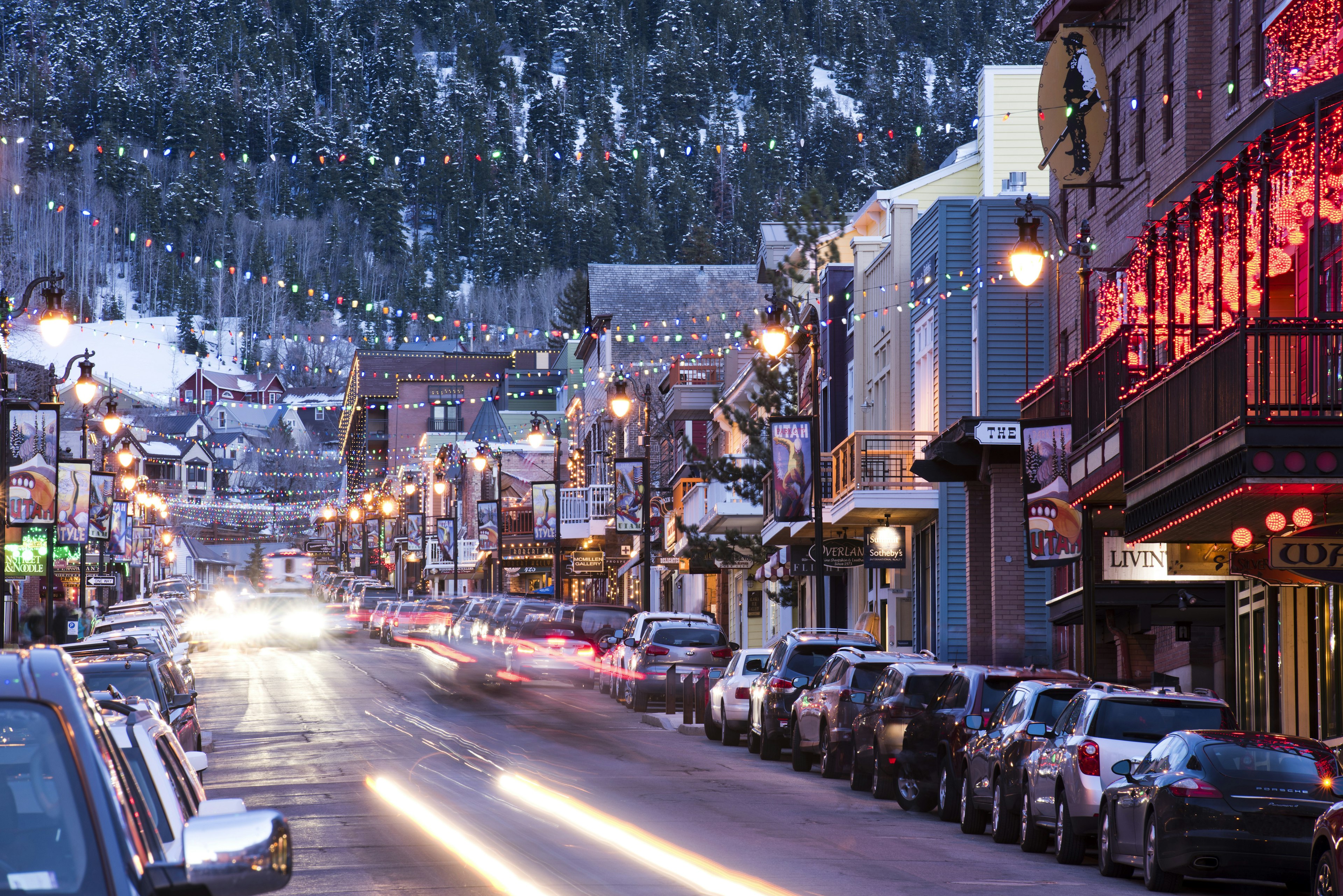 Long exposure of Main St. in Park City, Utah.