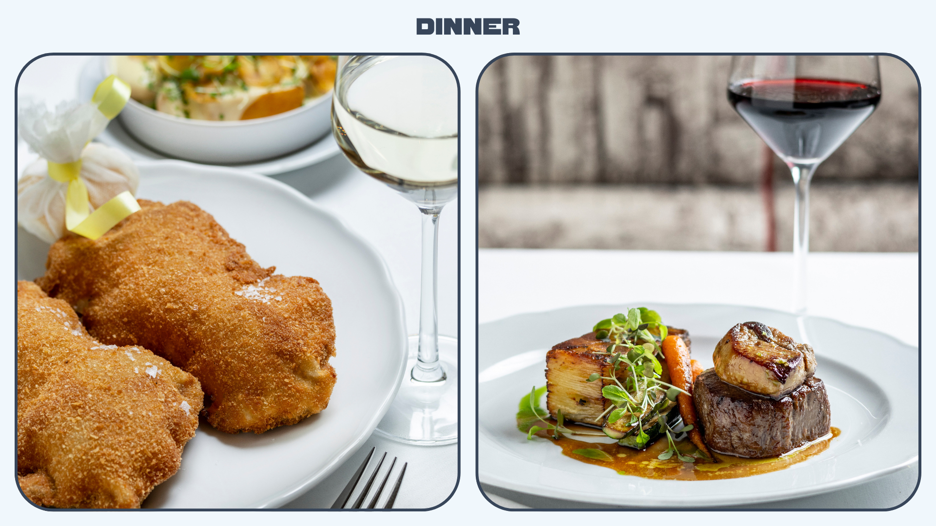 A diptych shows images of hearty Hungarian foods in Budapest