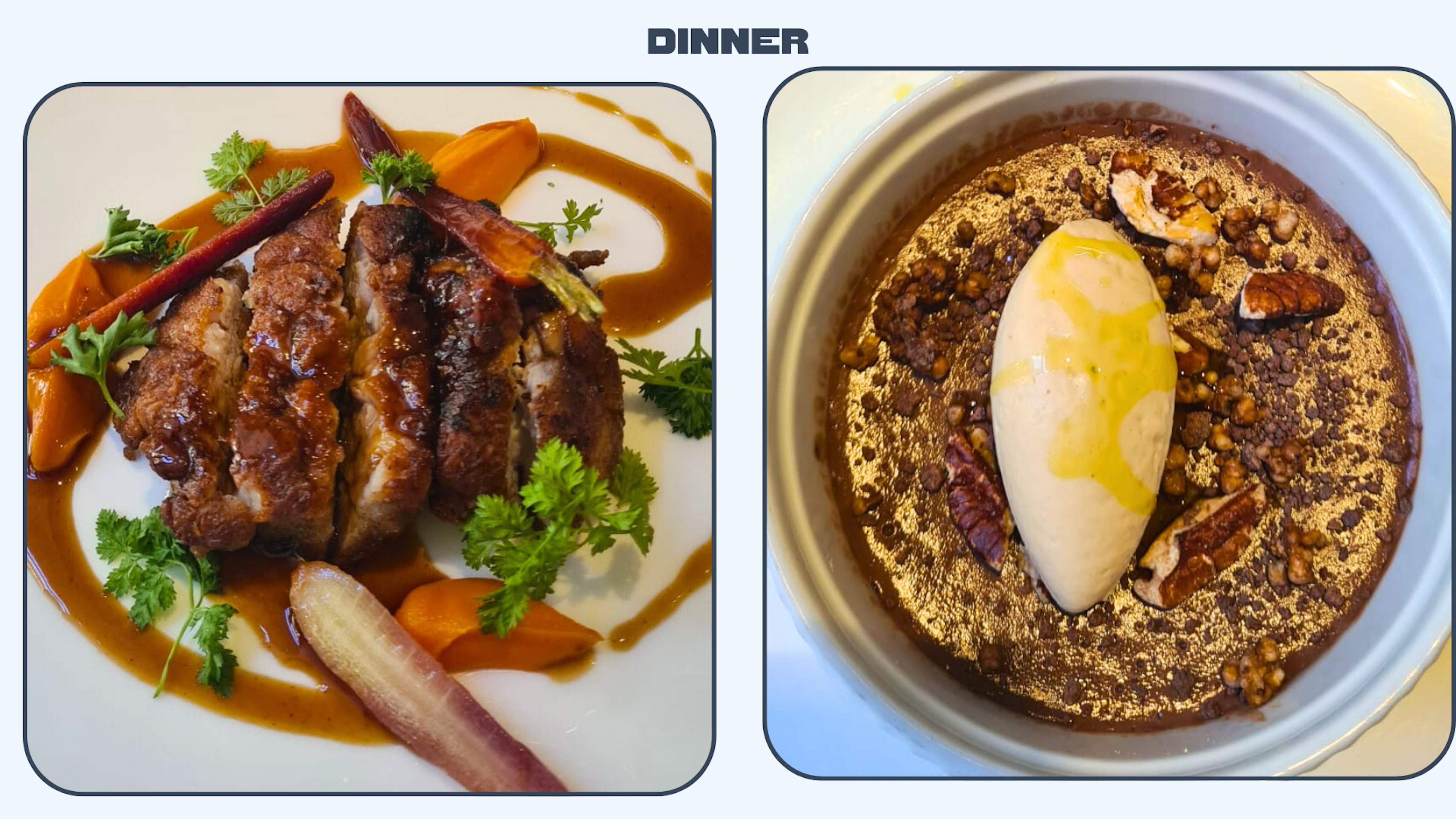 Steak dinner and a crumble dessert at Tresde, Madrid