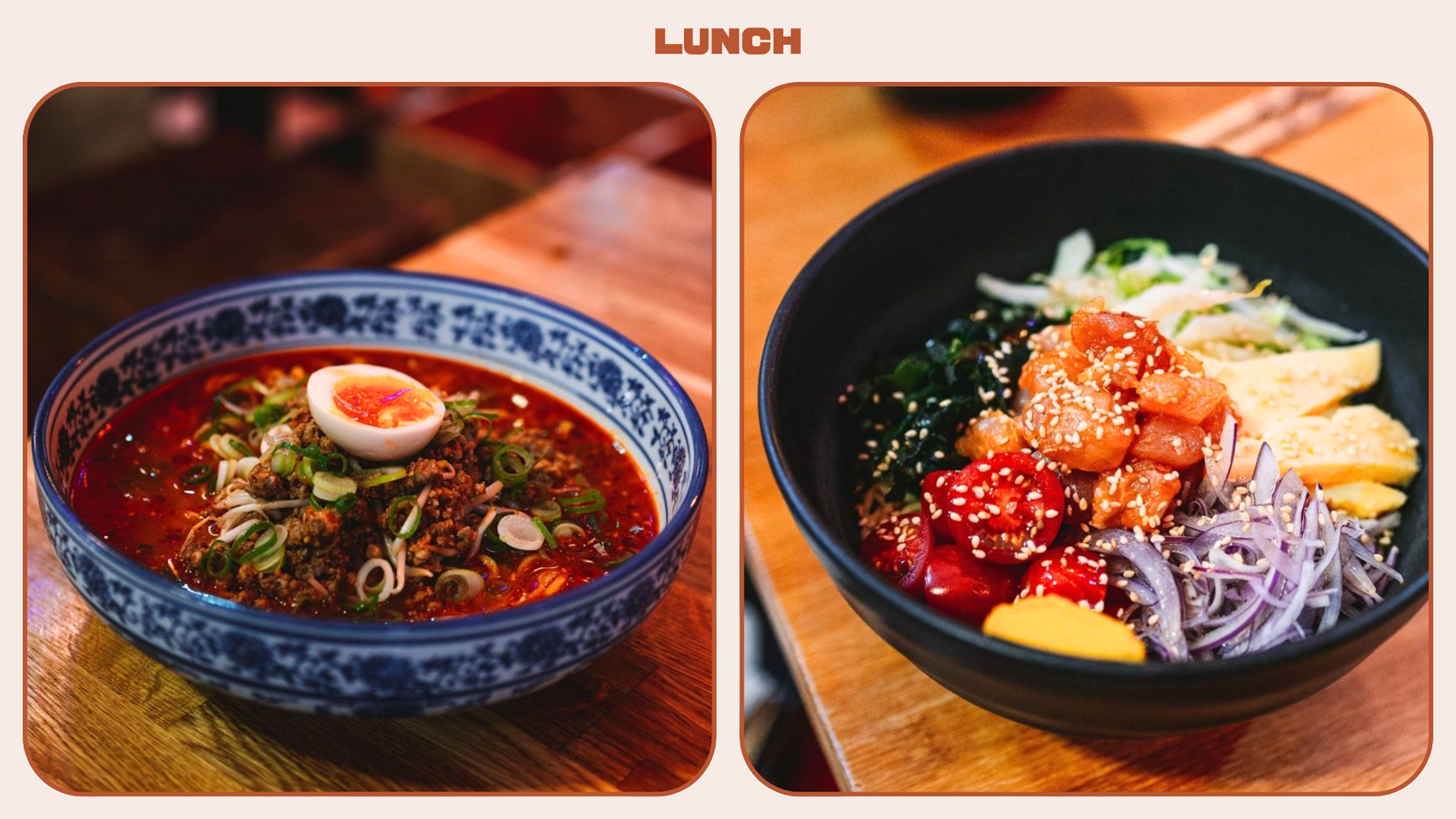 Two bowls of steaming ramen from Yokaloka Japanese restaurant in Madrid