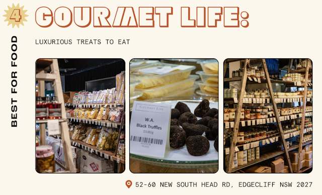 Jars of food and truffles on display in a gourmet food store