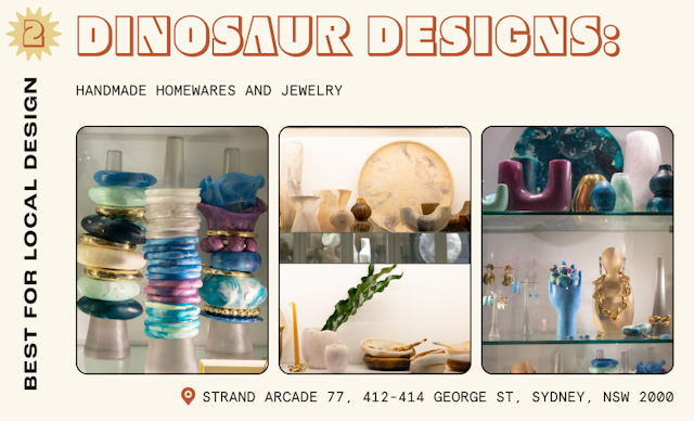 Bangles, dishes and ornaments on shelves in a design store