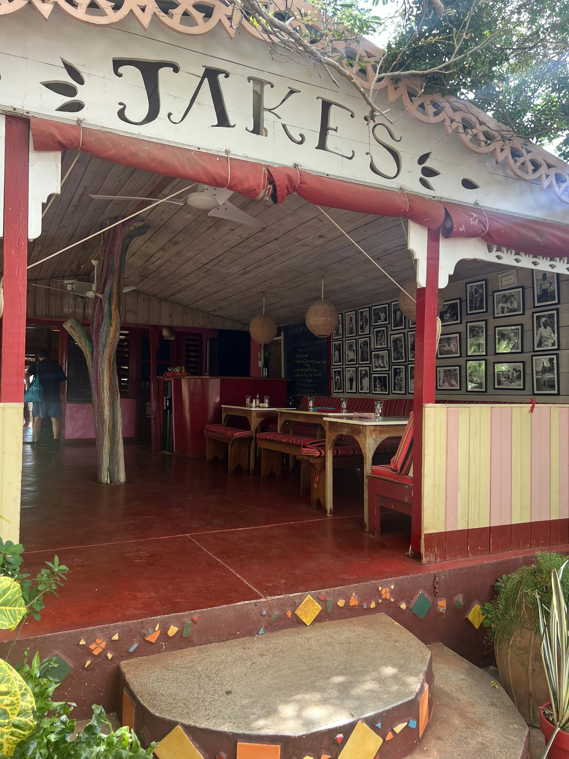 Exterior shot of Jake's hotel in Treasure Beach in Jamaica. 