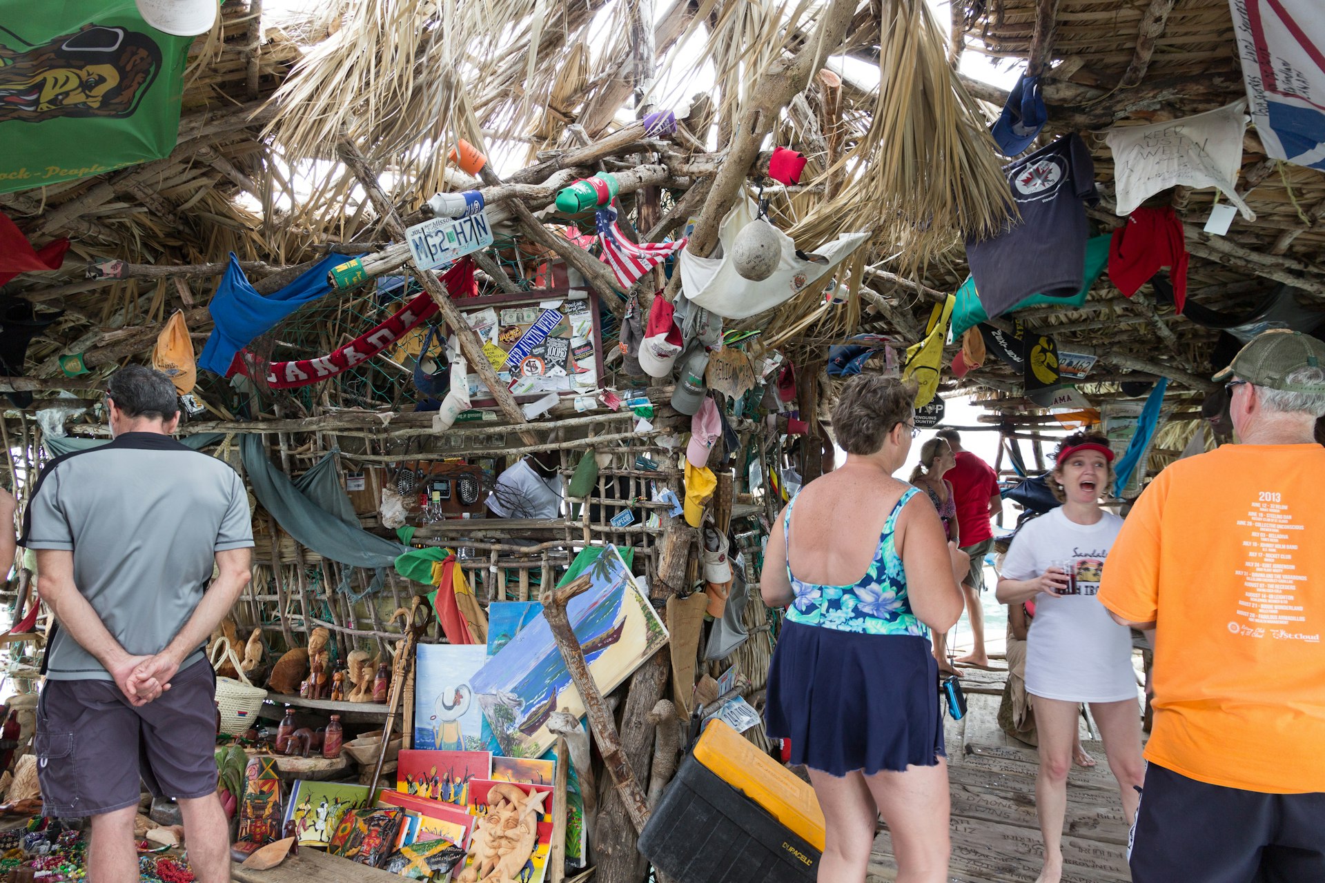 The interior of Pelican Bar about a mile off the coast of Treasure Beach in Jamaica