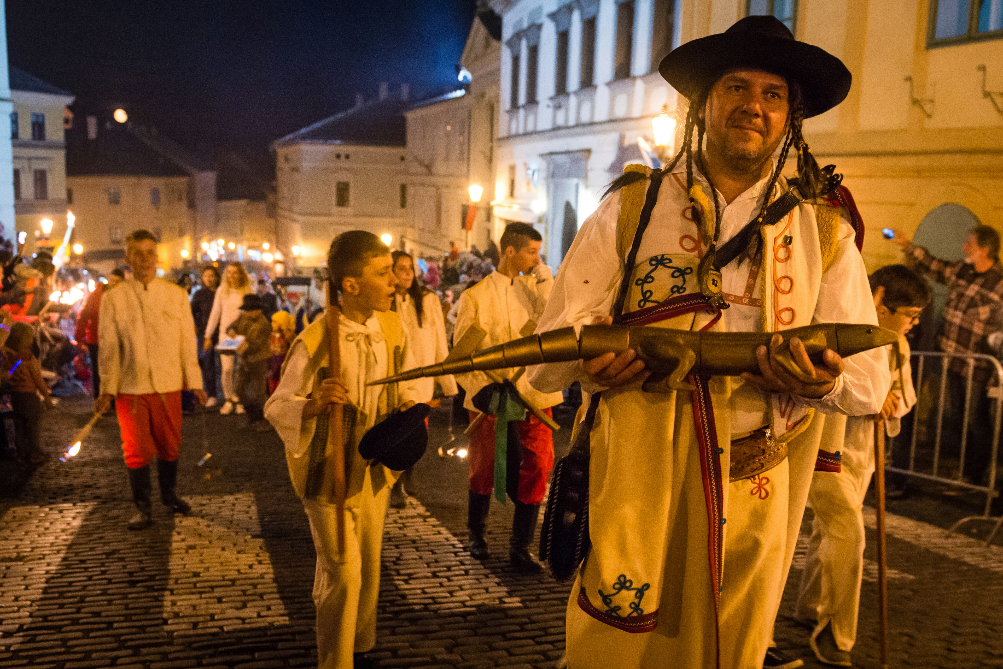 Costumed participants in the Salamander Day parade, Banská Štiavnica, Slovakia