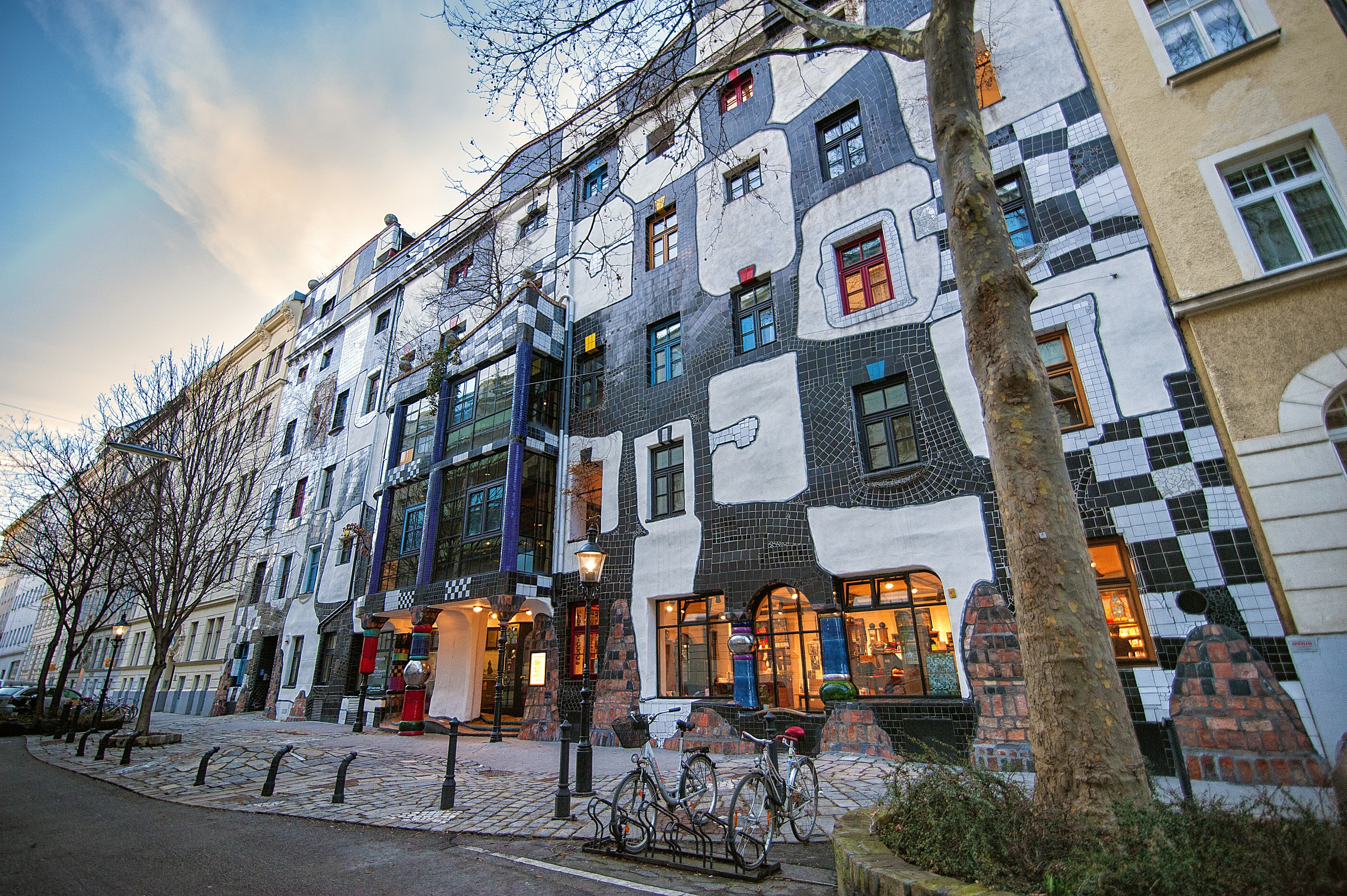 The exterior of KunstHausWien, designed by Friedensreich Hundertwasser, Vienna, Austria