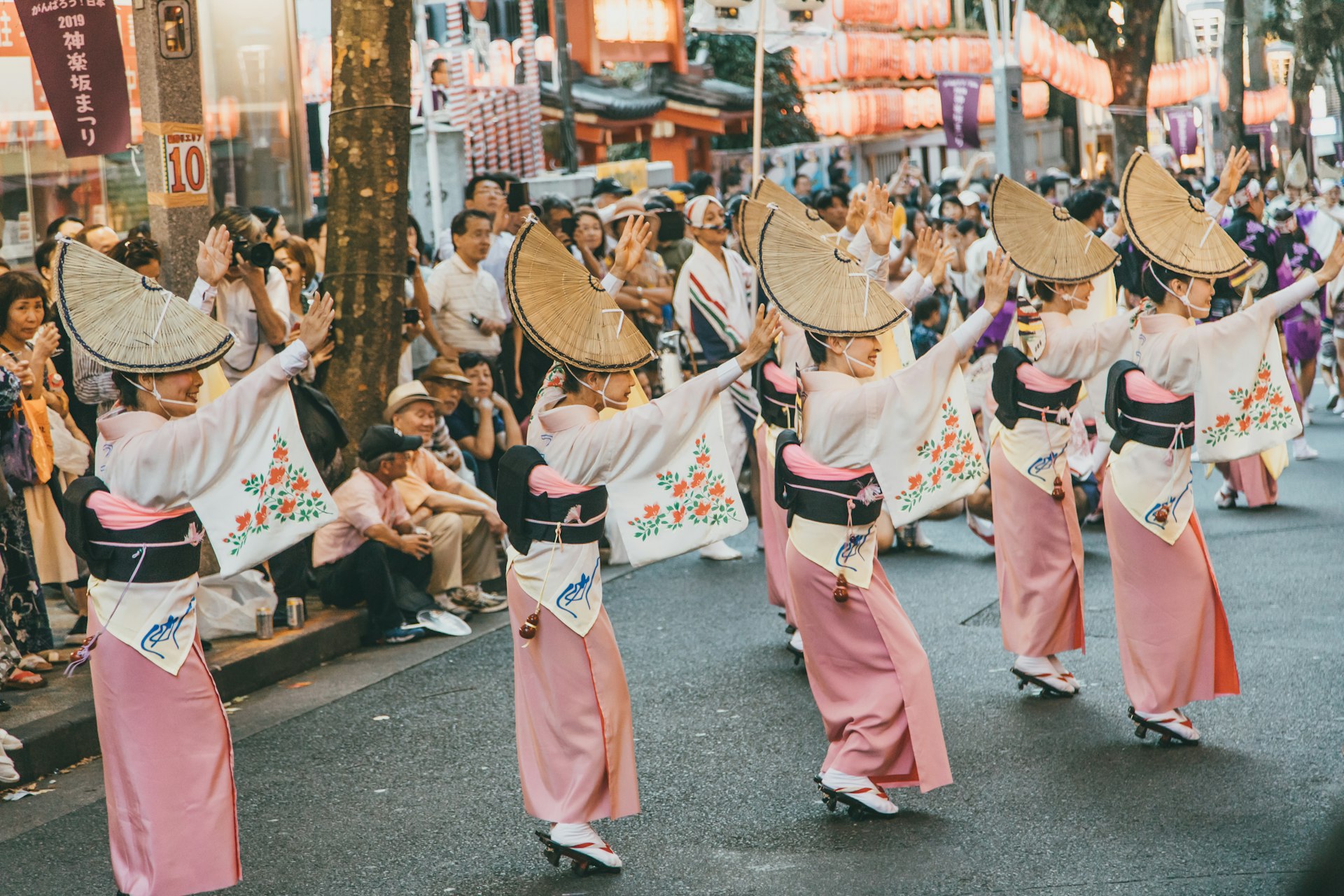 Danders during the Awa Odori festival in Kagurazaka neighborhood, Tokyo, Japan