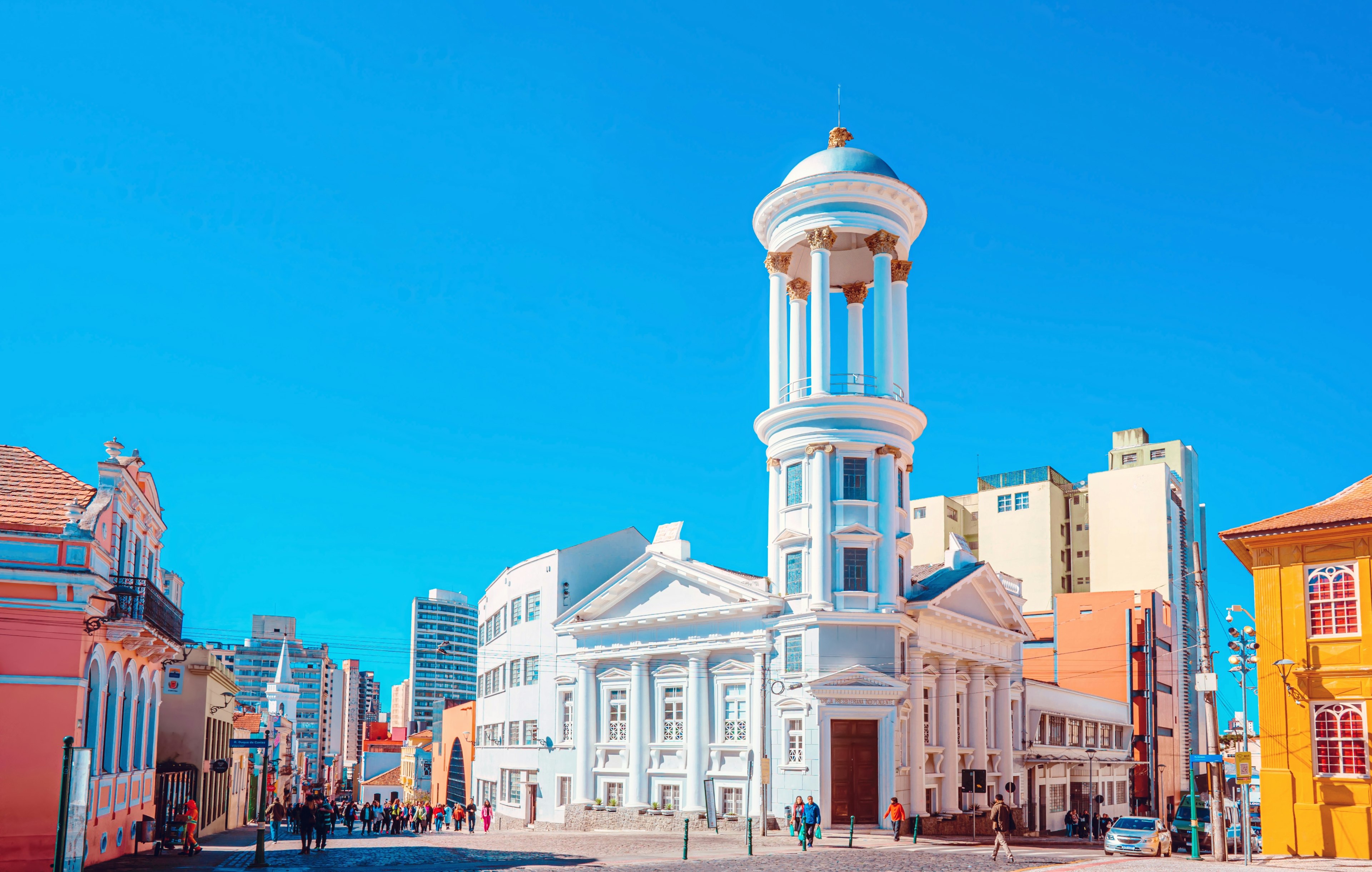 The Presbyterian church at the Largo da Ordem, Curitiba, Paraná, Brazil