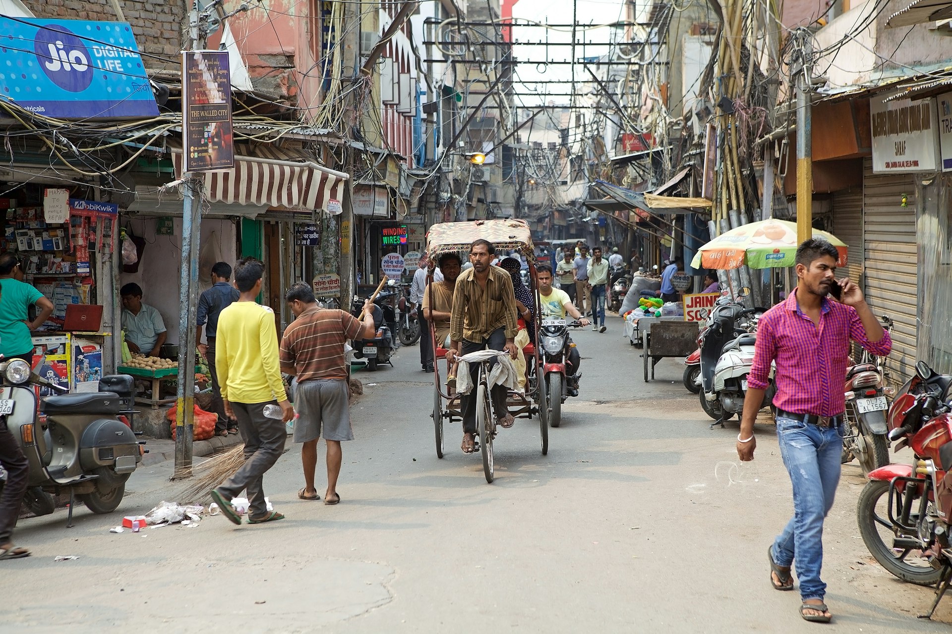 Busy street in Old Delhi. Old Delhi is the synbolic heart of metropolitan Delhi,