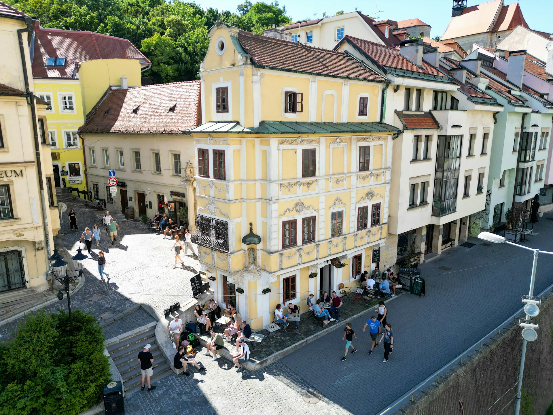 People visit the House of the Good Shepherd in Old Town, Bratislava, Slovakia