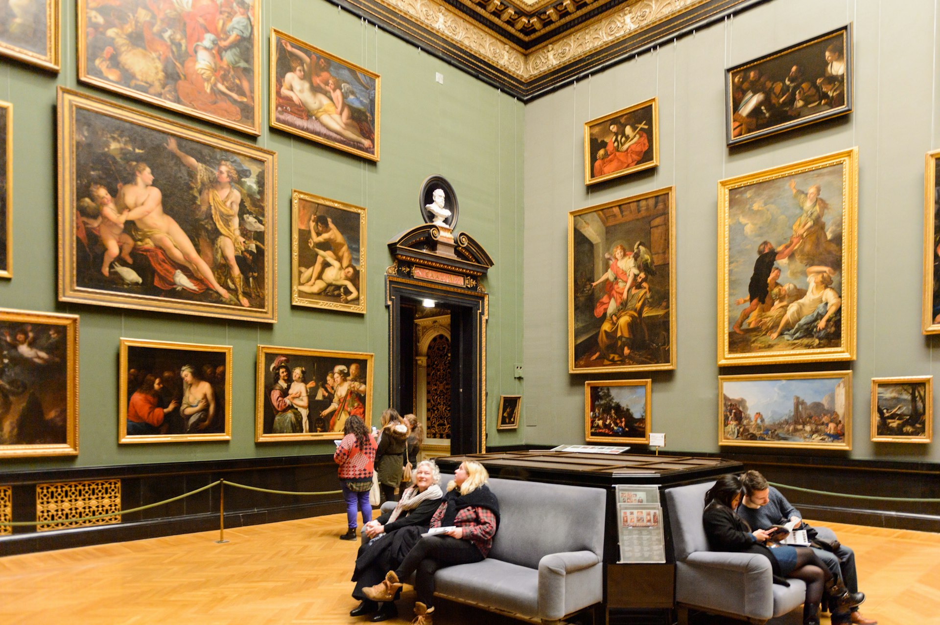 People in the galleries of old-master paintings at Kunsthistorisches Museum, Vienna, Austria