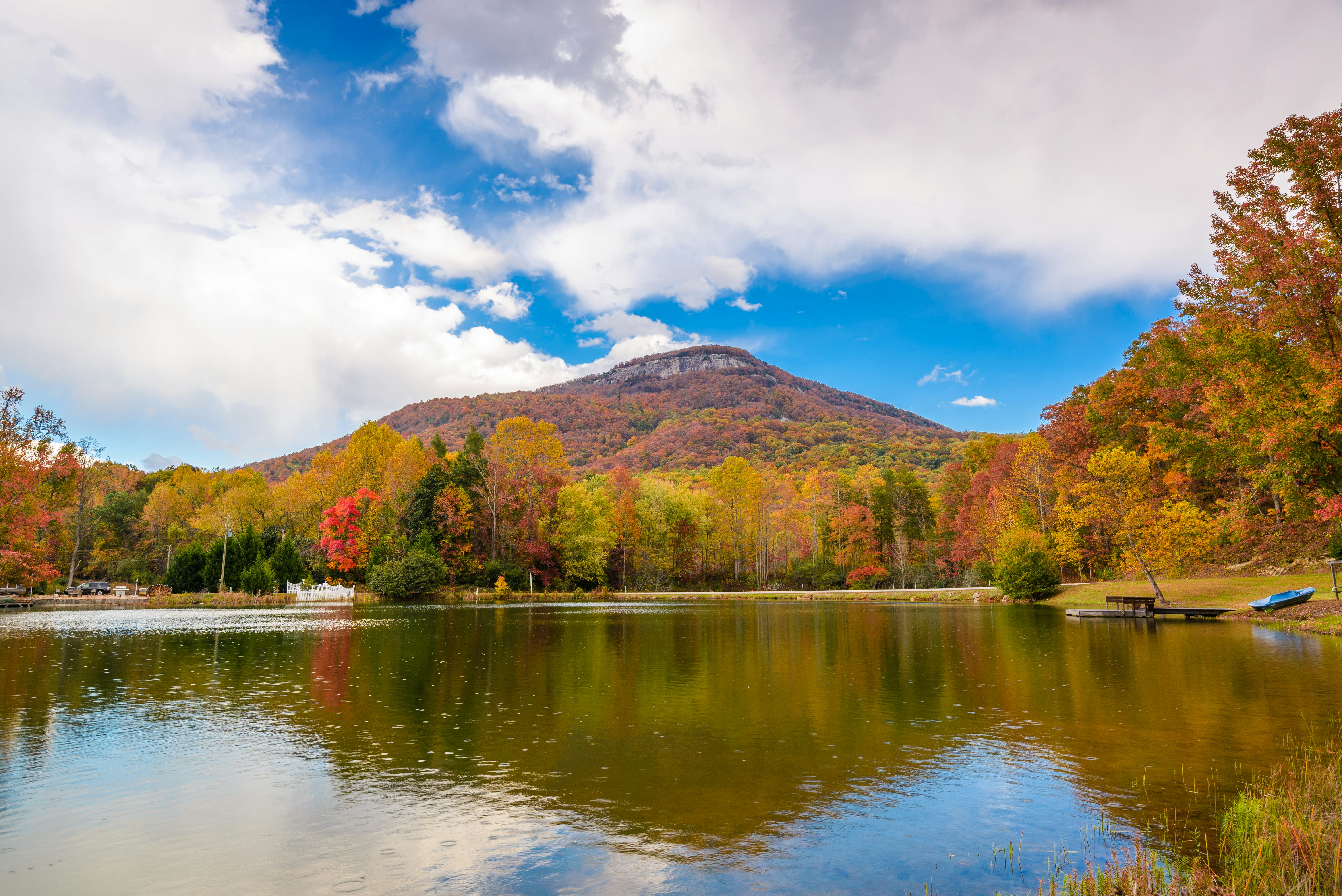 A lake at Yonah Mountain during autumn, Georgia USA