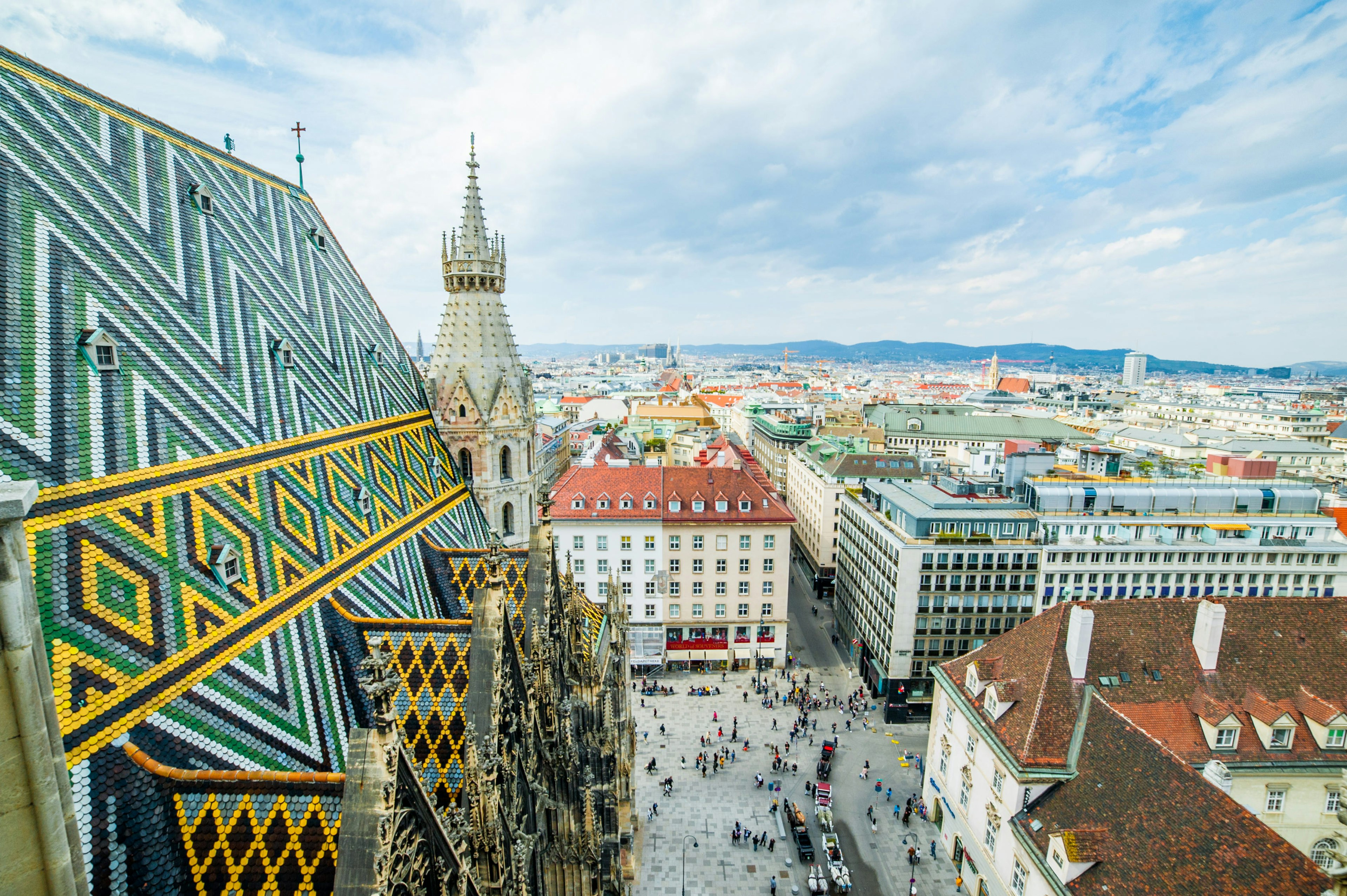 A famous view of the city from the tower of the church of St. Stephen.