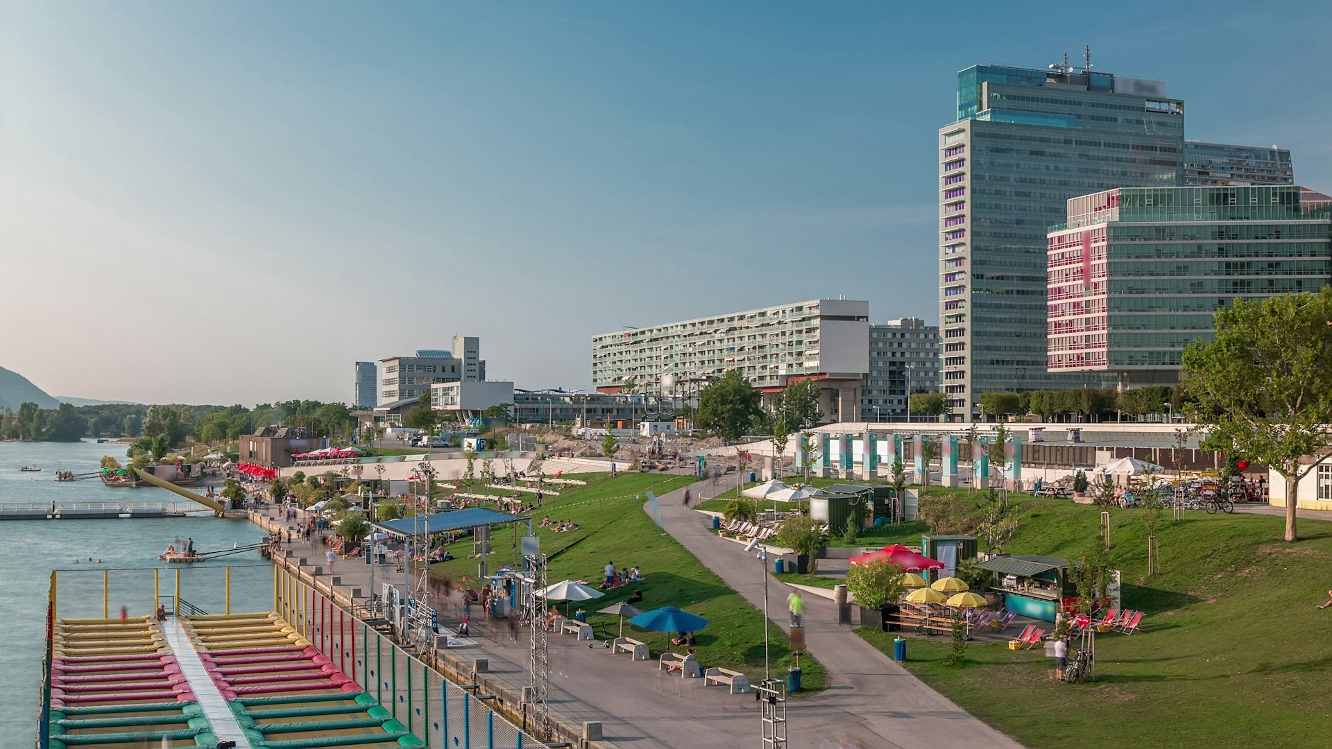 Copa Cagrana (or Copa Beach), an area by the Neue Donau (New Danube) in the 22th district of Vienna.