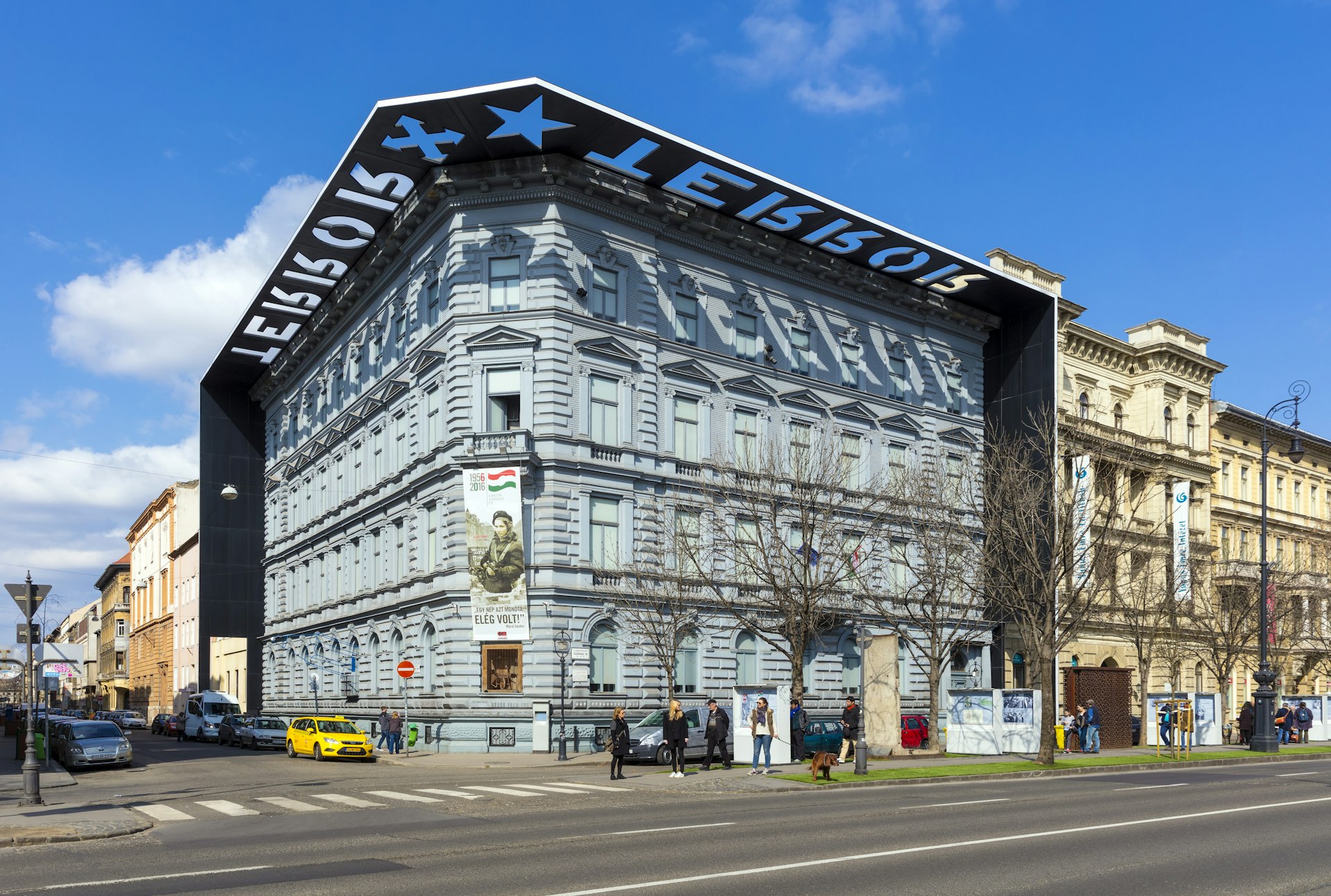Facade of the House of Terror Museum. The museum opened 13 years ago to present the bloody periods of Hungarian history.