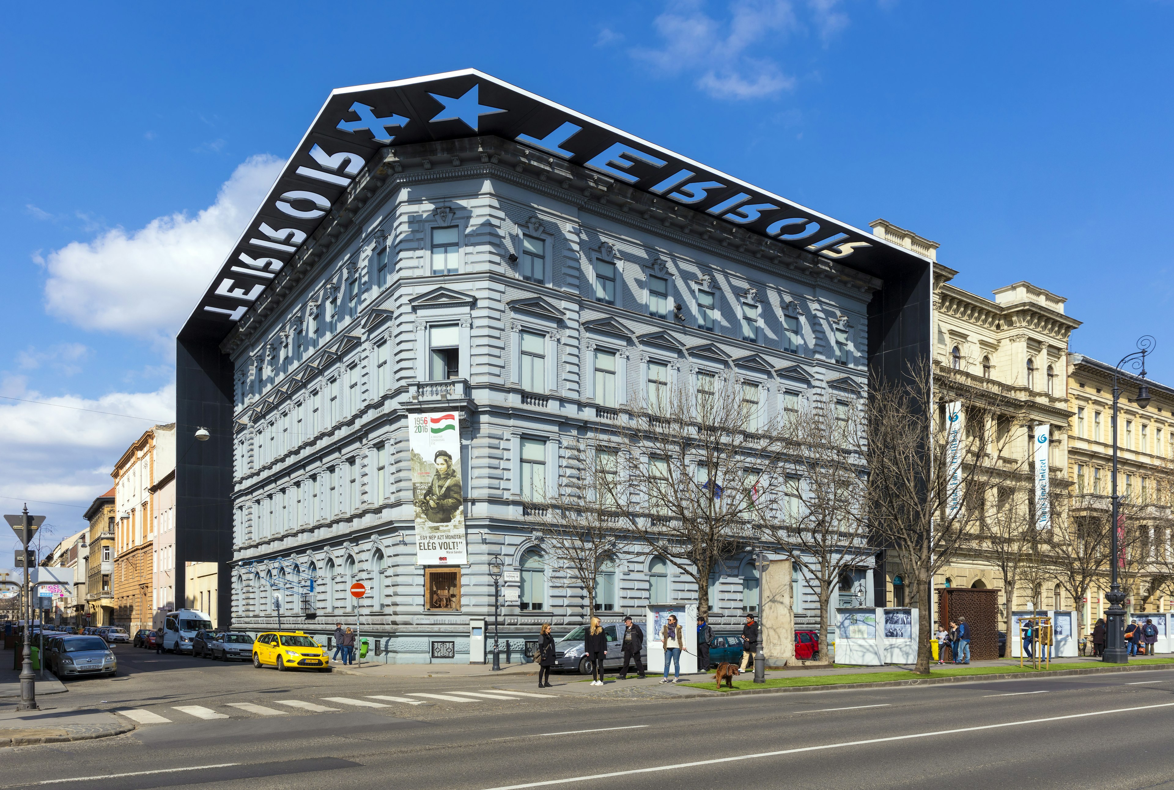 Facade of the House of Terror Museum. The museum opened 13 years ago to present the bloody periods of Hungarian history.