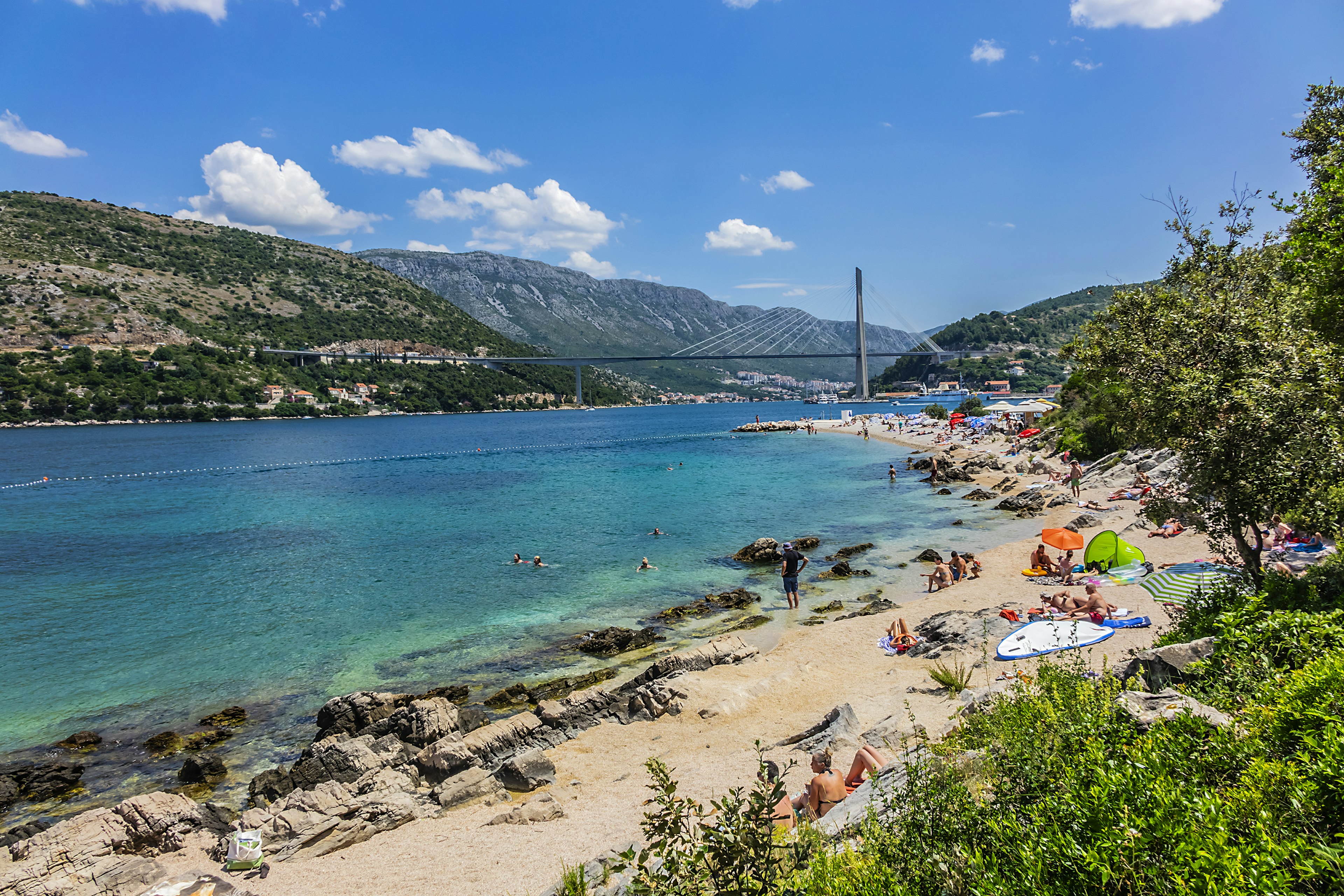 Sunbathers on Copacabana Beach in Dubrovnik