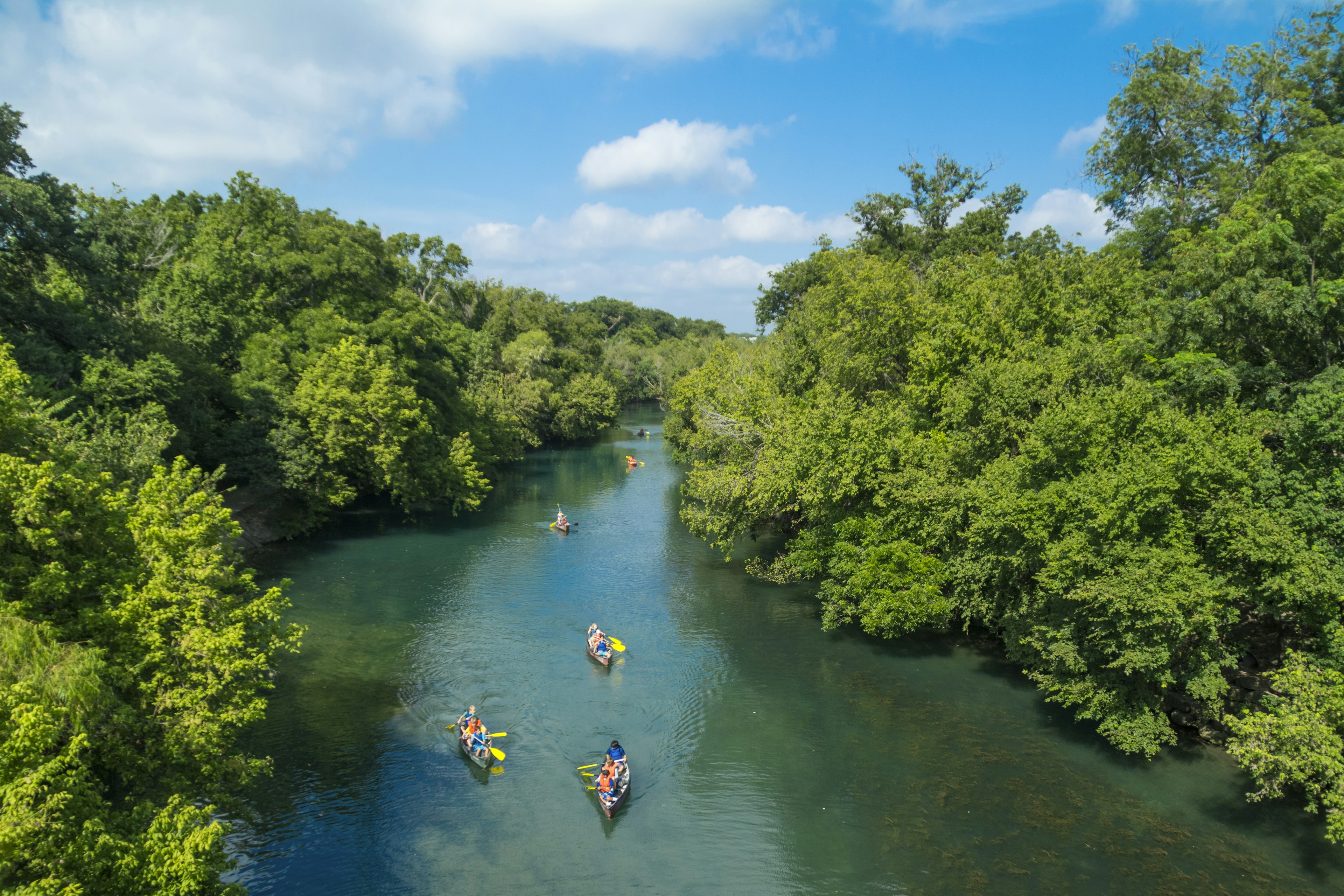 Barton Creek connects to Lady Bird Lake, downtown Austin, Texas