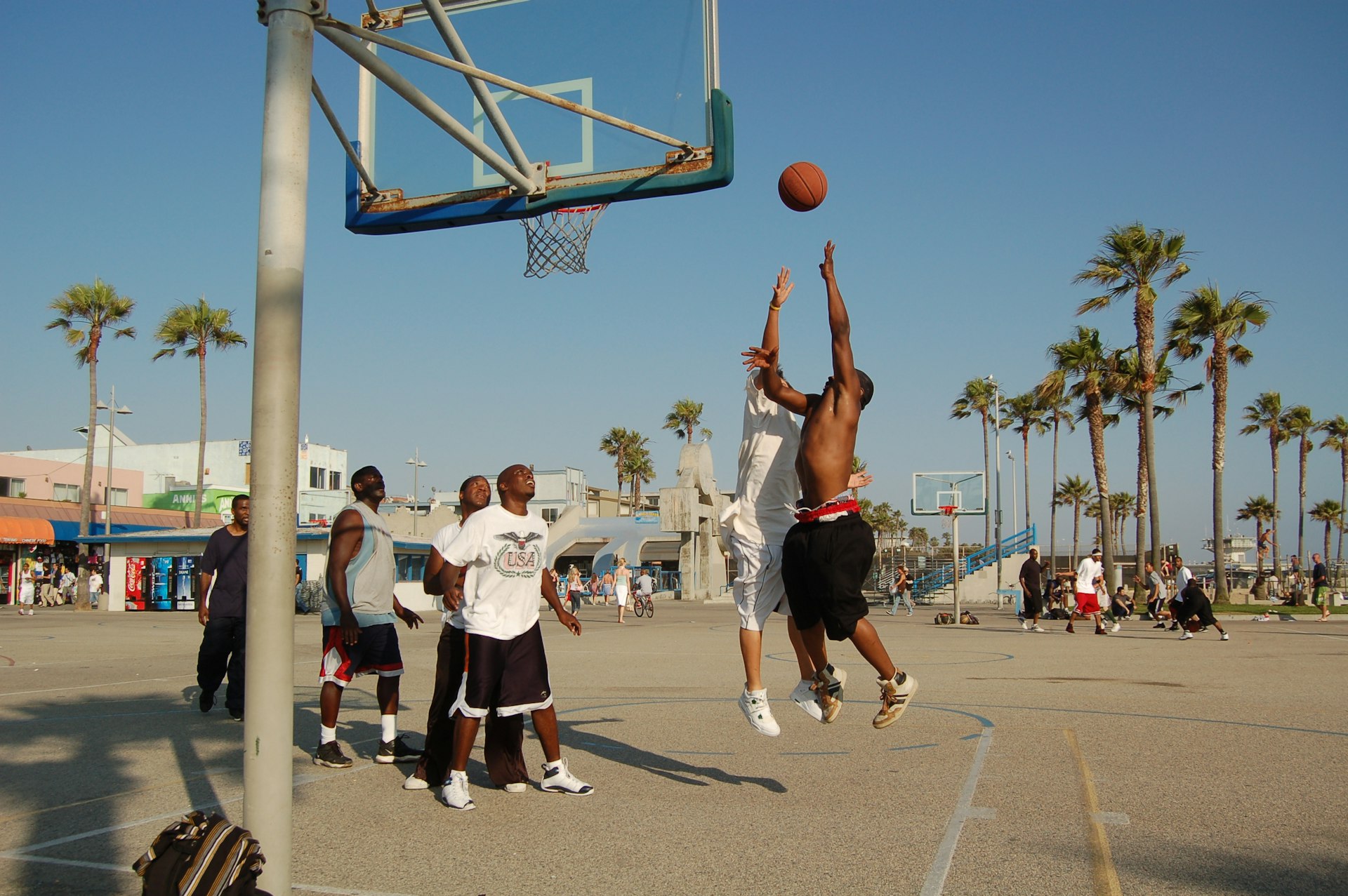 Street basketball on Venice Beach, California, USA.