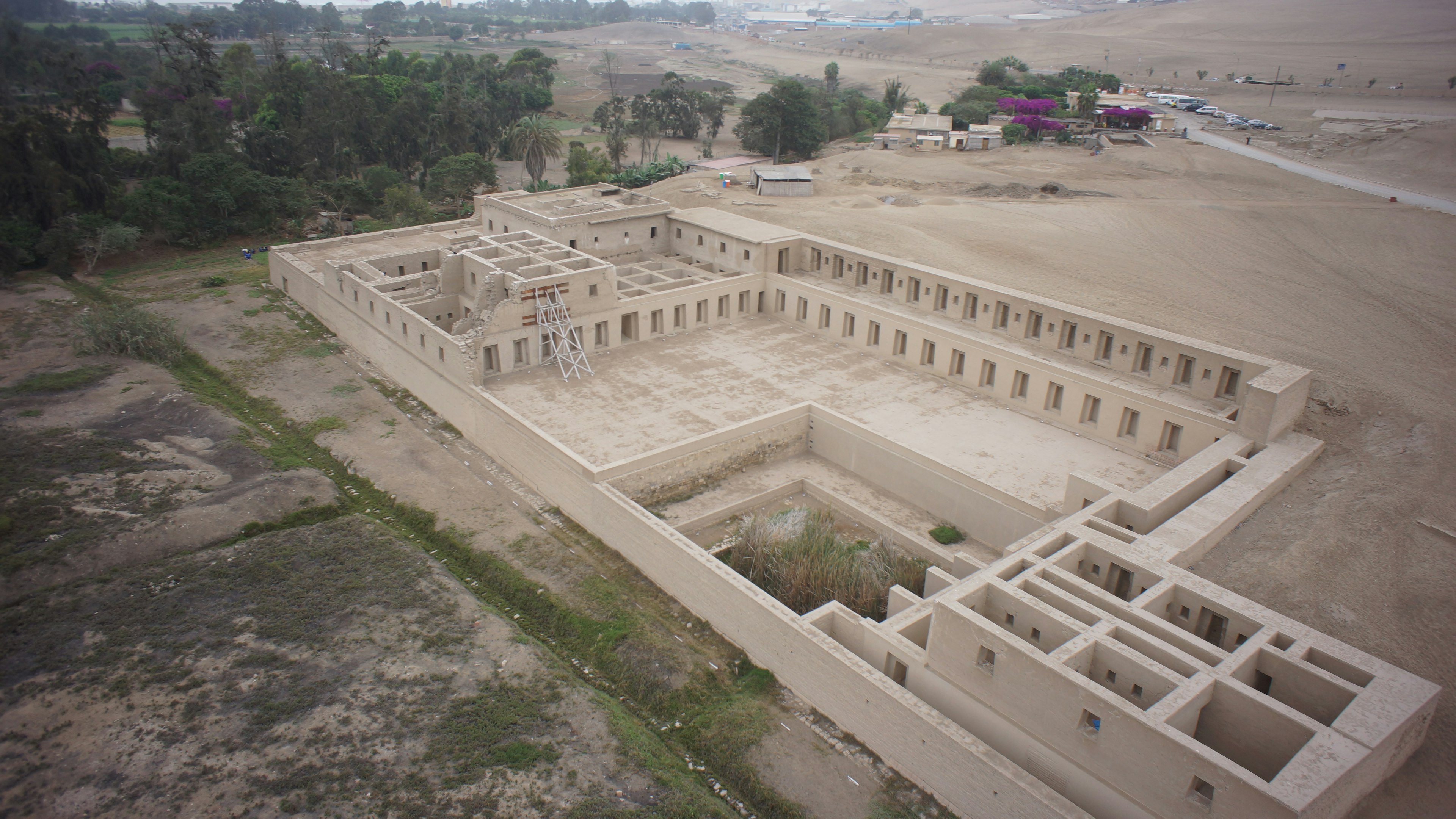 An aerial view of an ancient archeological site.