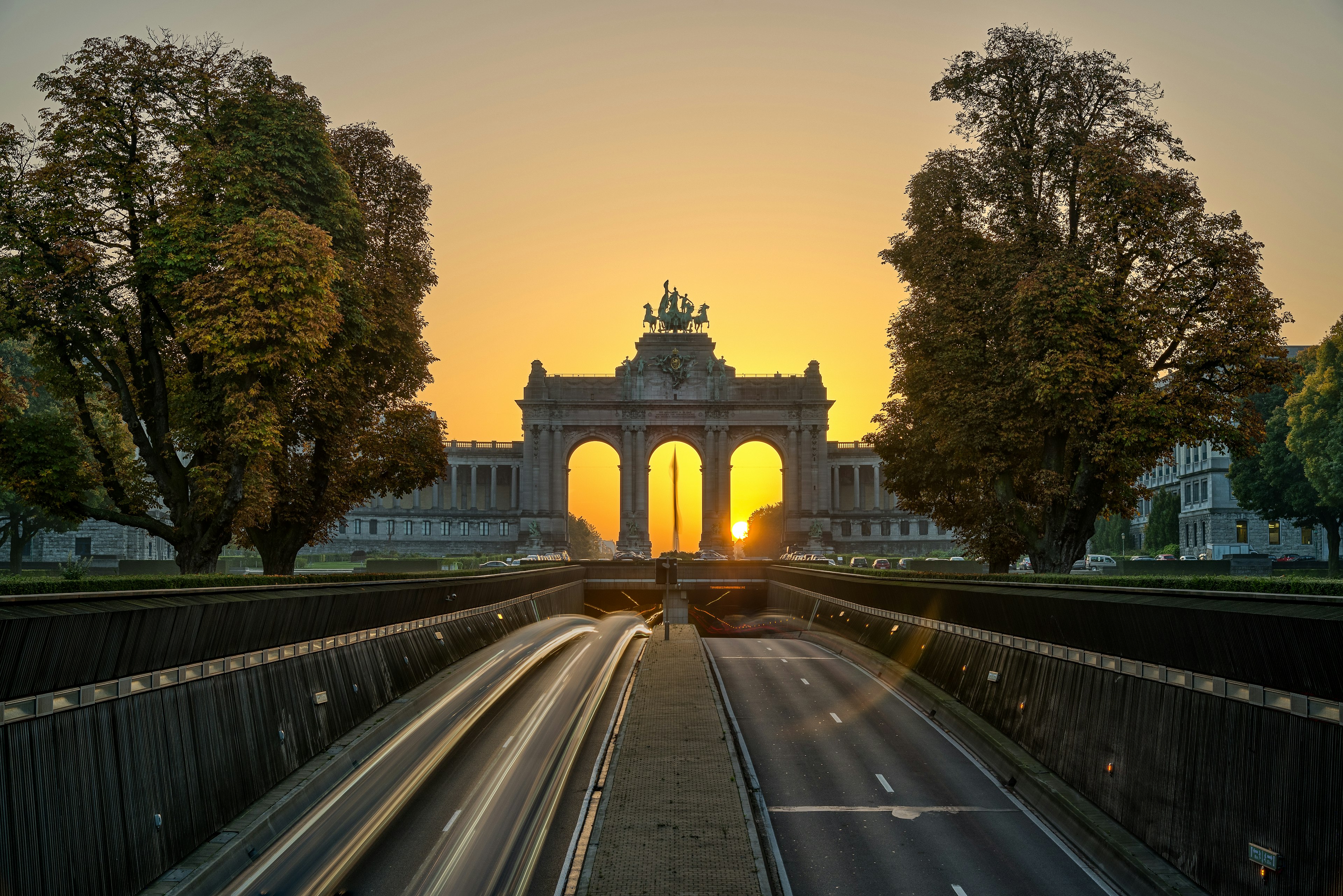 500px Photo ID: 16939965 - Sunrise @ Cinquantenaire Park with incoming traffic to Brussels