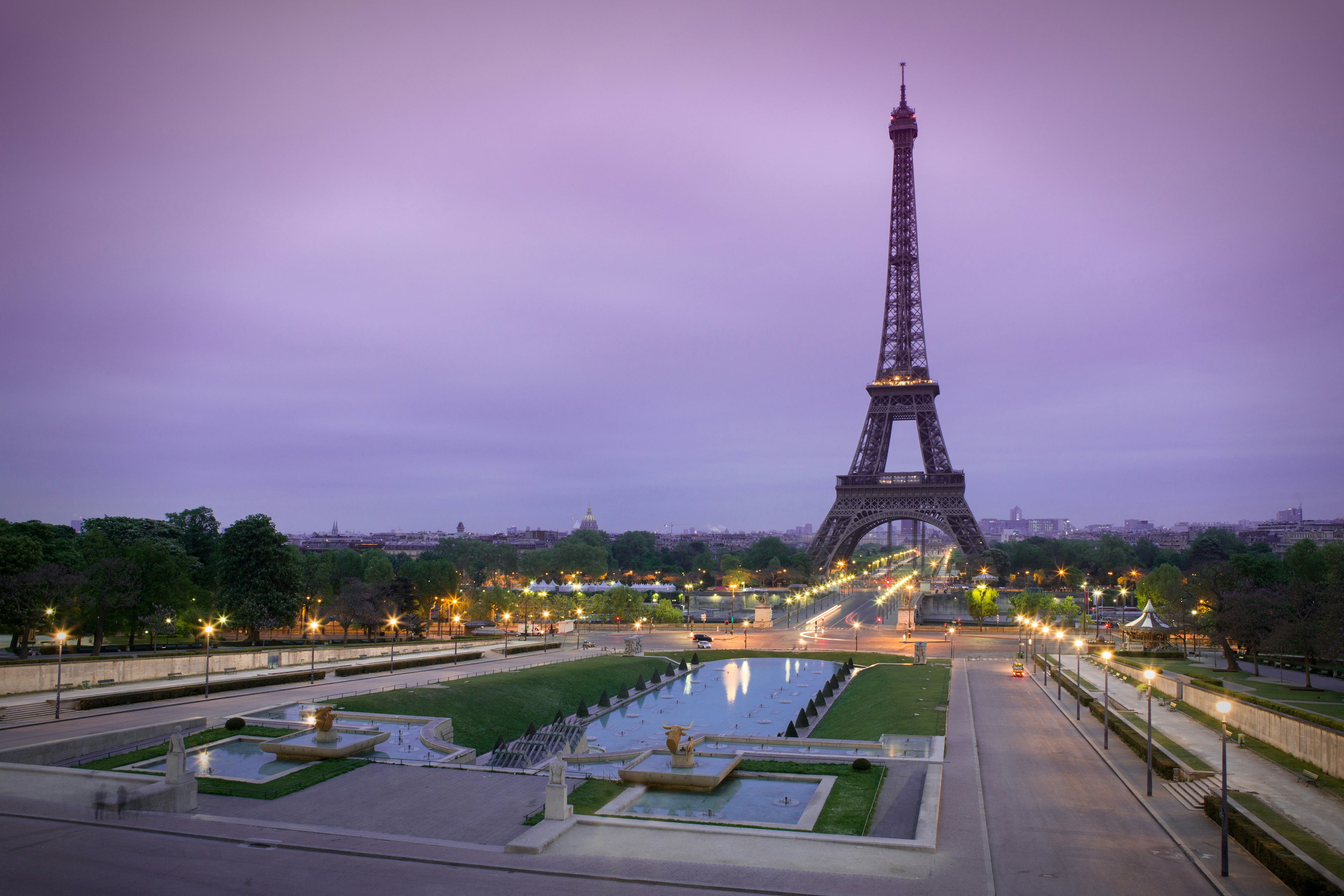 The Eiffel tower at sunrise