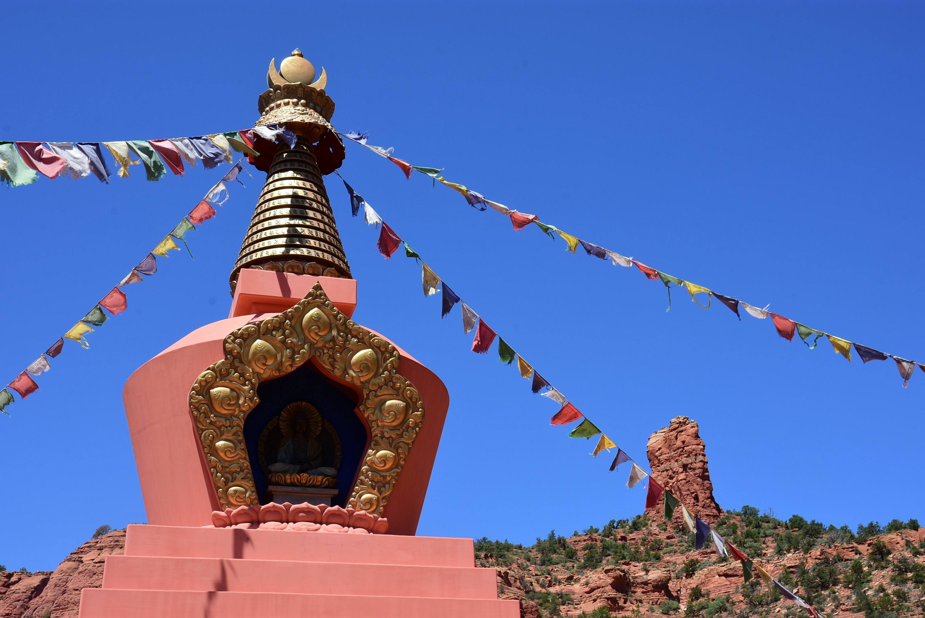 Stupa and prayer flags at Sedona Arizona